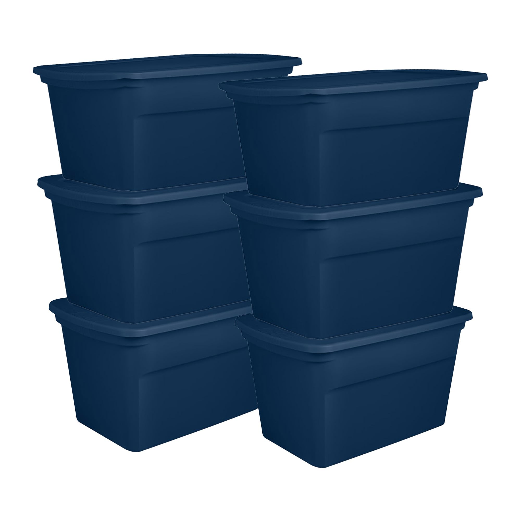sterilite-6-pack-30-gallon-storage-tote-with-snap-lids-marine-blue image 1
