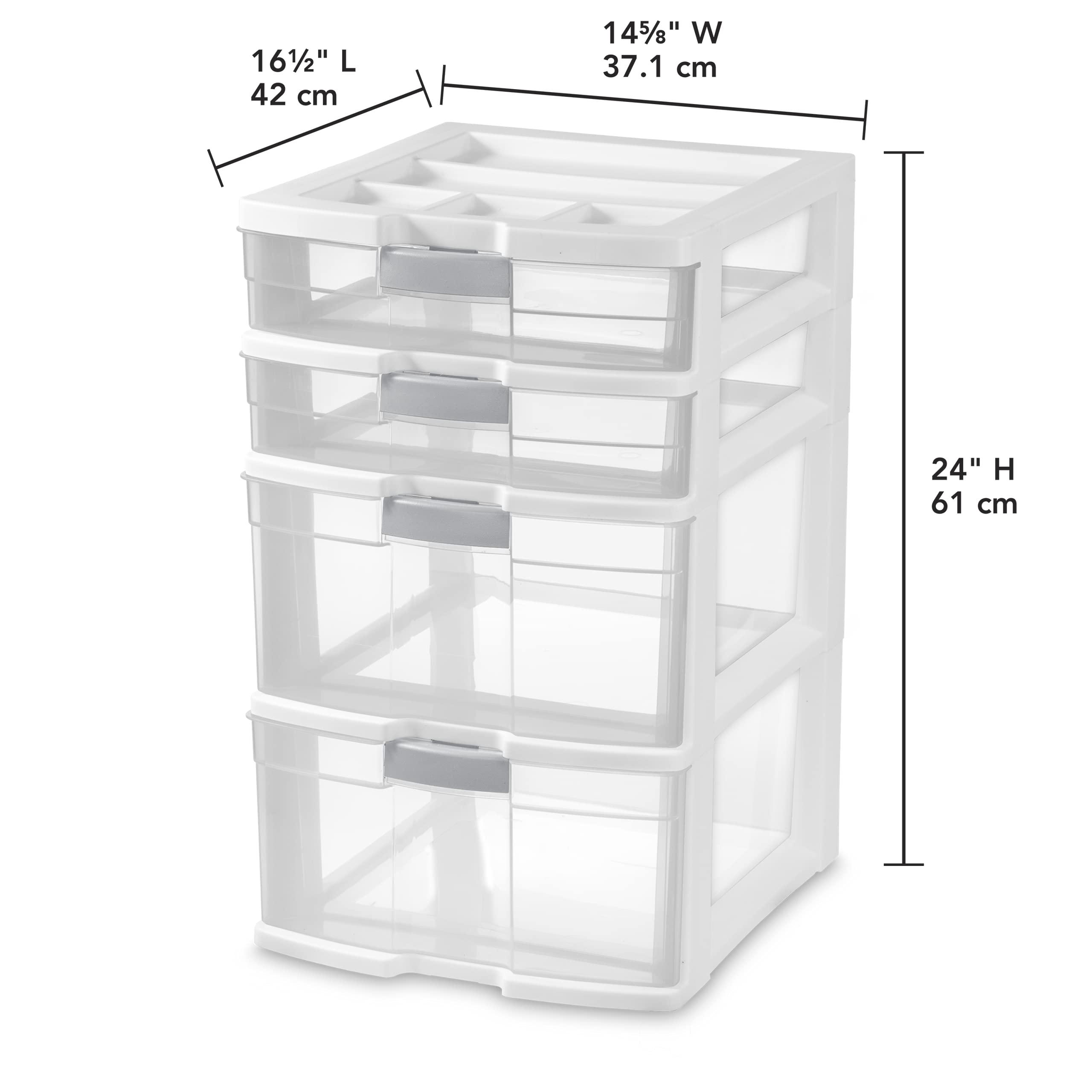 sterilite-4-drawer-locking-tower-plastic-storage-white-with-clear-drawers-2-pack image 2