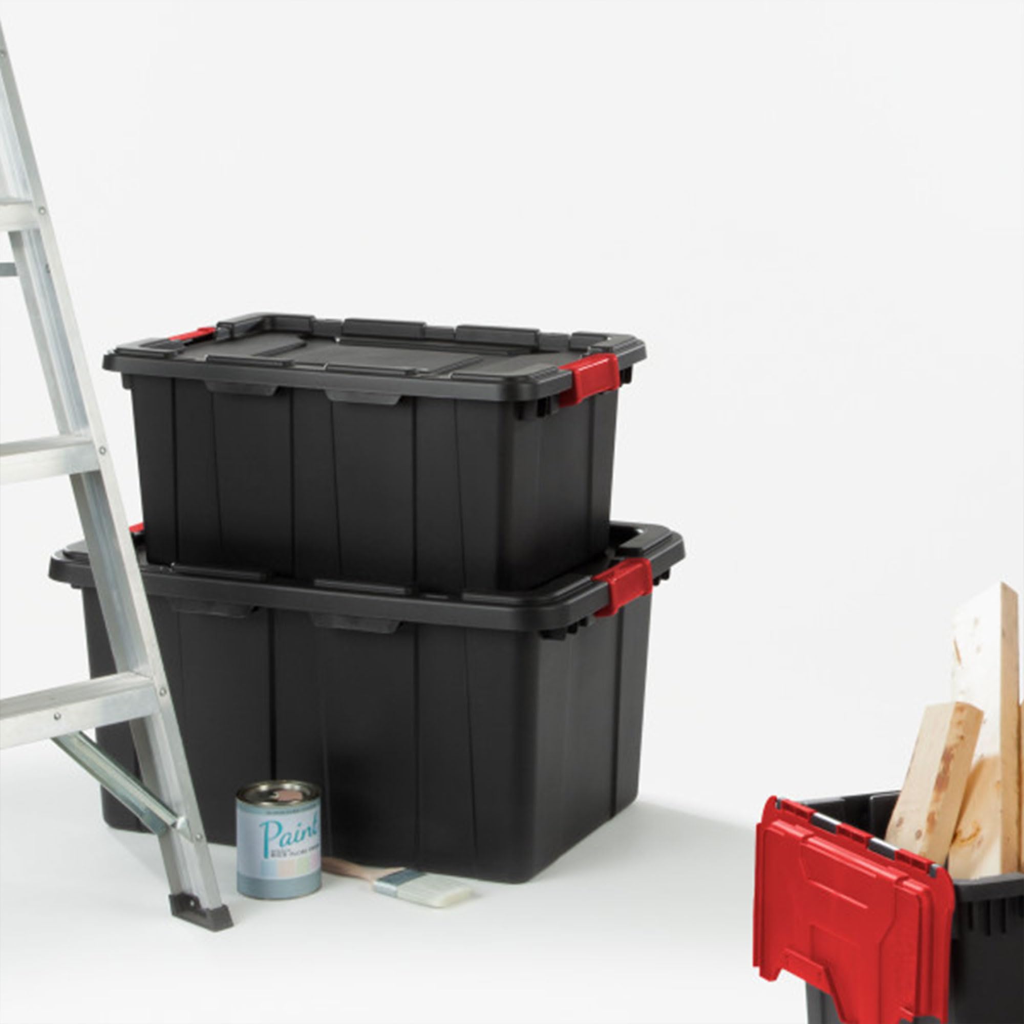 sterilite-4-pack-industrial-tote-27-gallon-plastic-storage-bins-with-lids-black- image 5