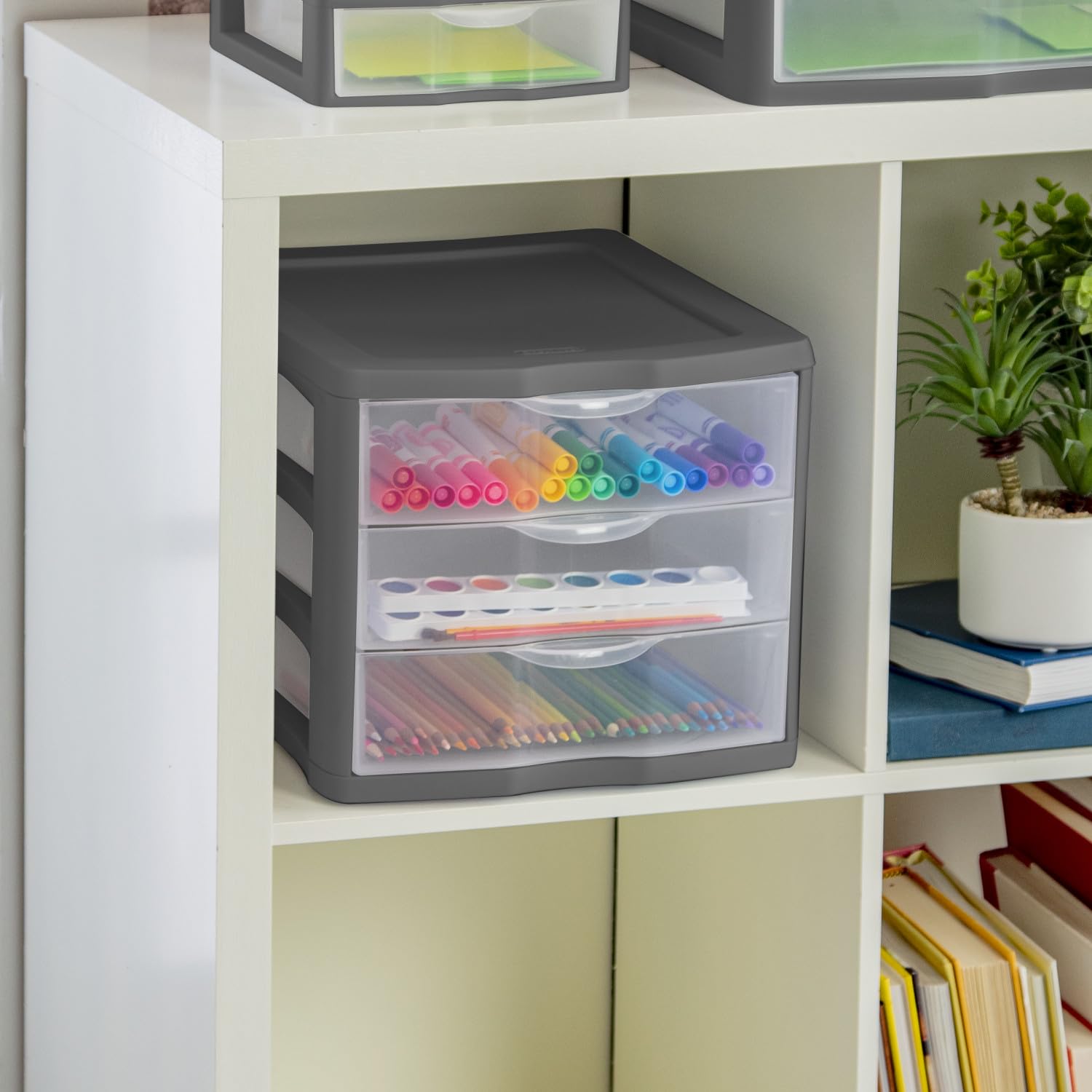 sterilite-3-drawer-unit-gray-flannel-countertop-storage-organizer-for-home-offic image 7