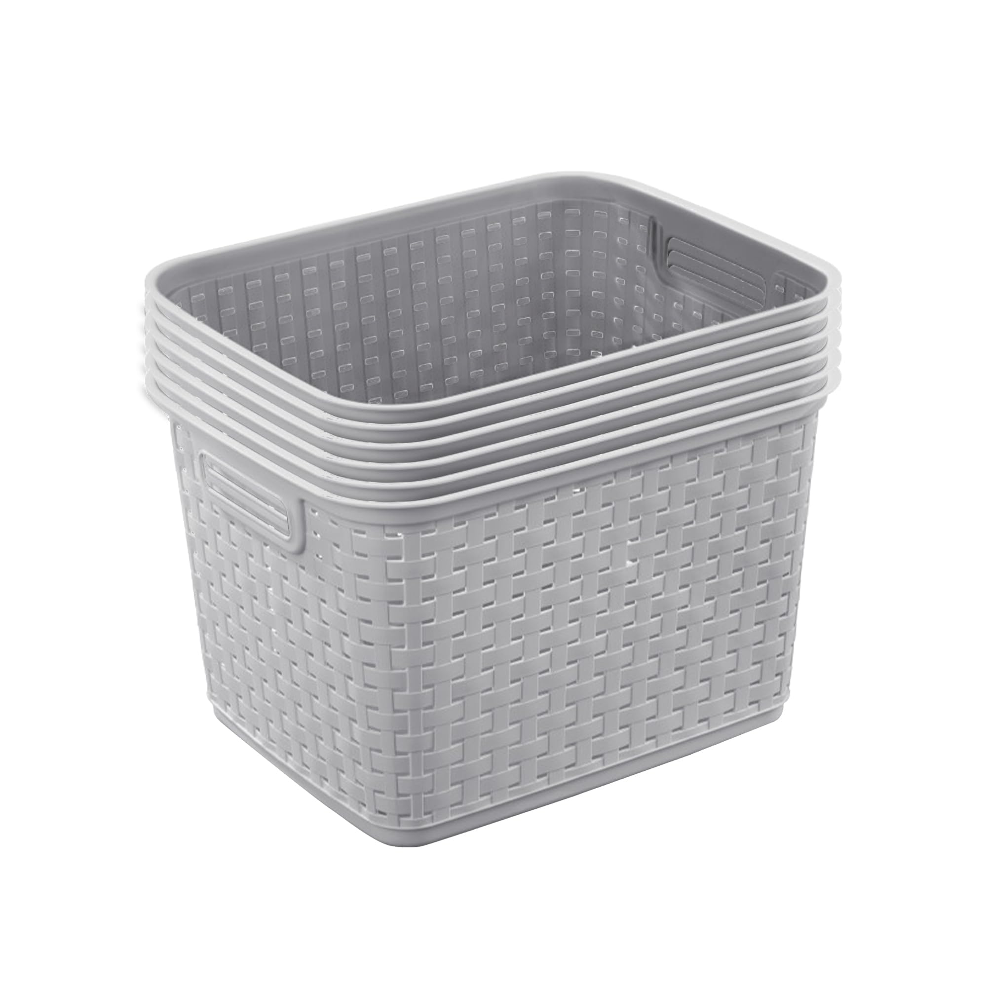 sterilite-6-pack-tall-weave-basket-cement-gray-woven-plastic-storage-baskets-wit image 1