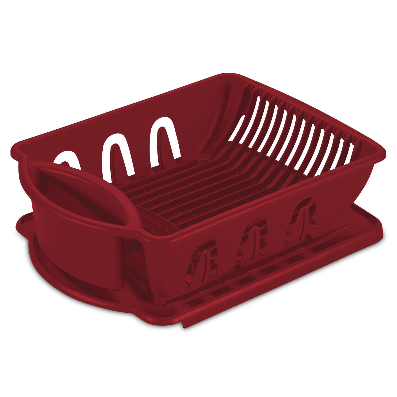 sterilite-2-piece-sink-set-with-drainboard-6-pack-red-dish-drainer-and-drying-bo image 2