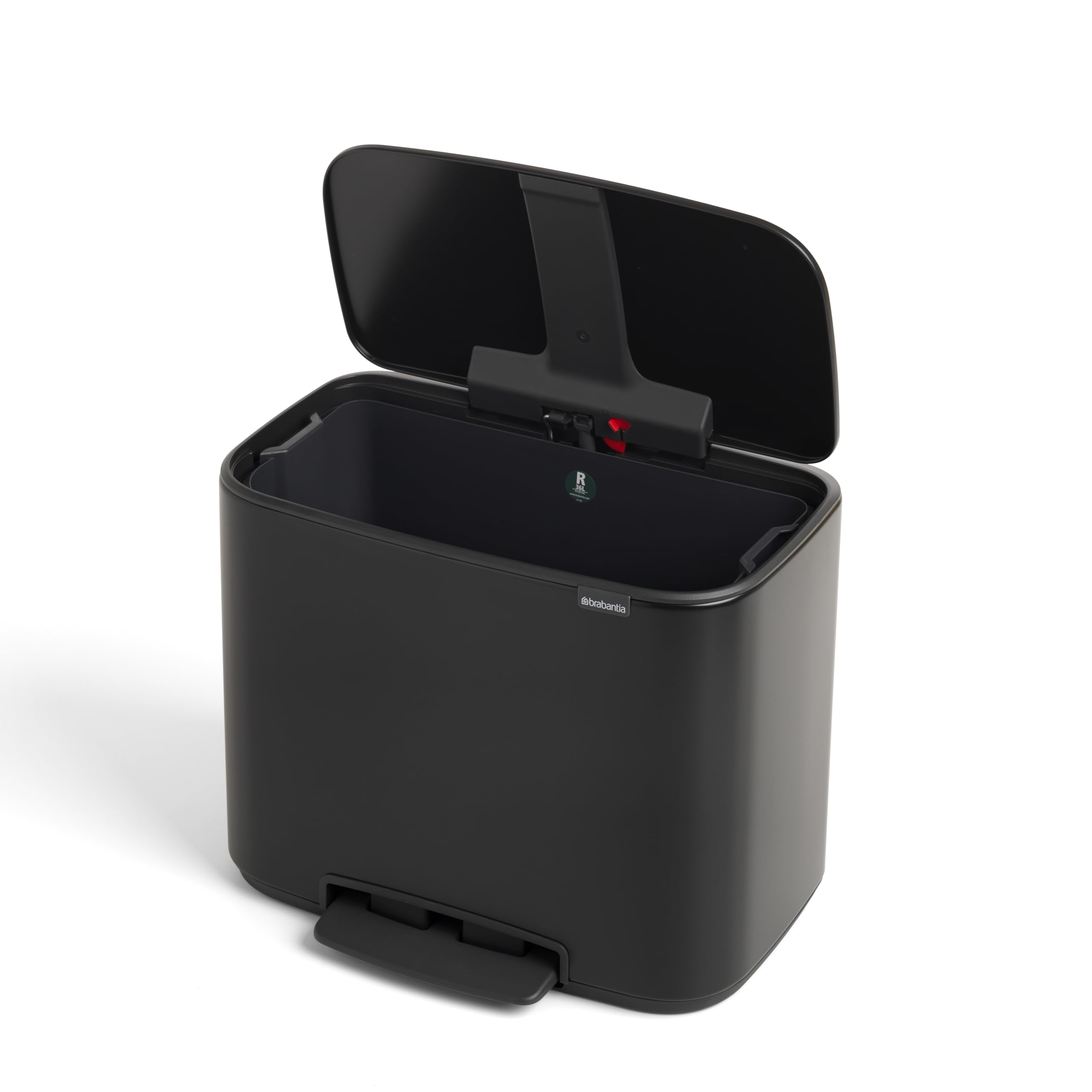 brabantia-bo-step-on-kitchen-trash-can-with-single-compartment-matt-black-9-5-ga image 4