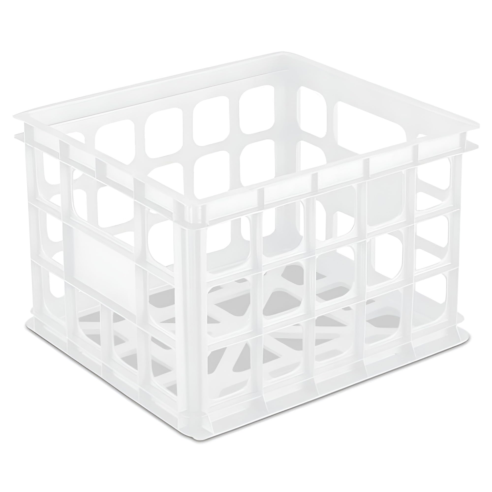 sterilite-storage-crates-6-pack-white-stackable-plastic-open-baskets-with-handle image 1