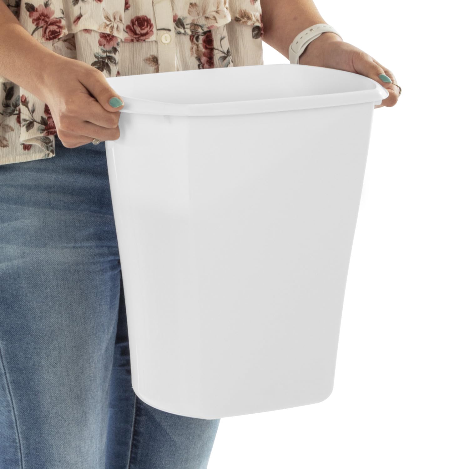 sterilite-3-gallon-rectangular-wastebasket-white-6-pack image 6