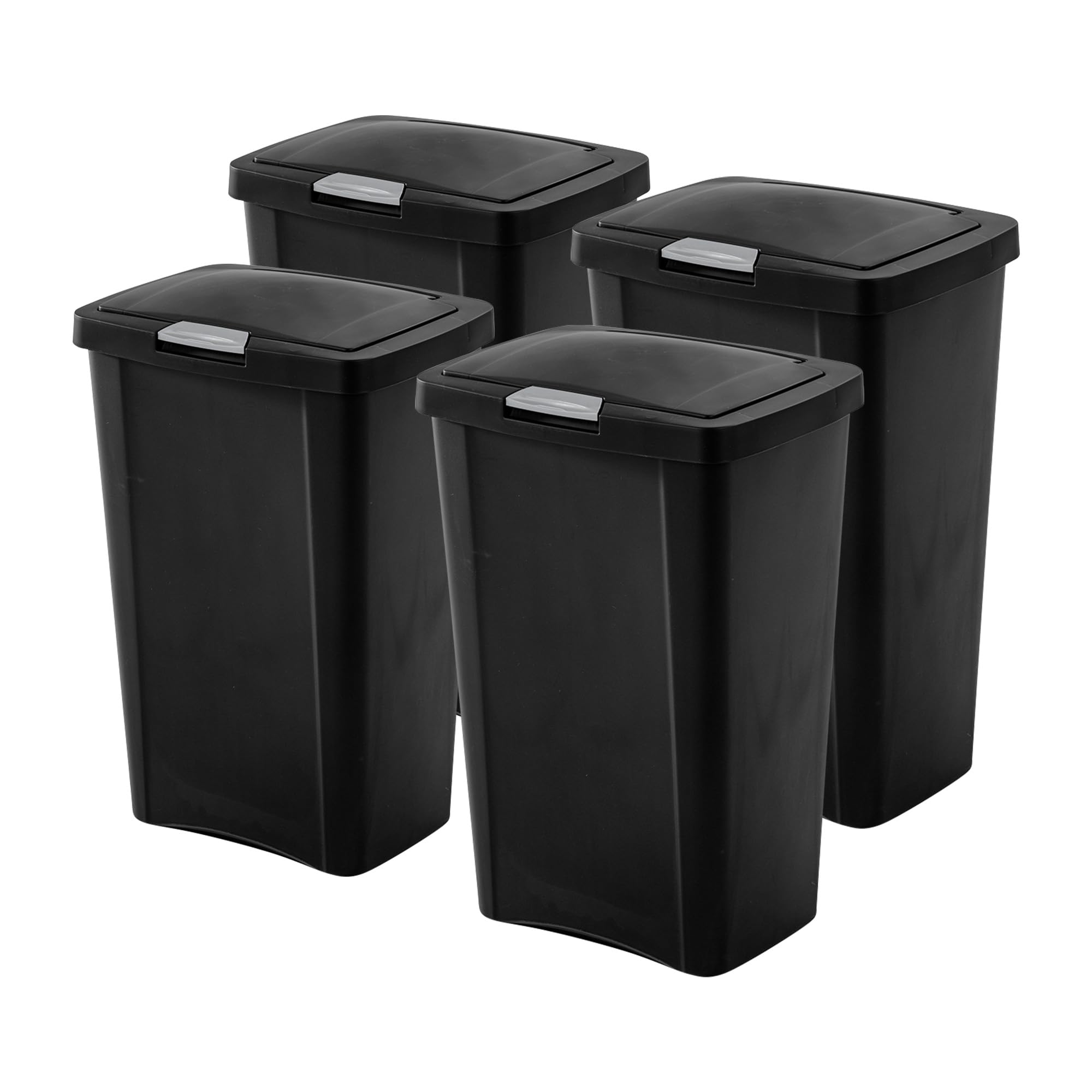 sterilite-13-gallon-touchtop-wastebasket-with-titanium-latch-4-pack-black image 1