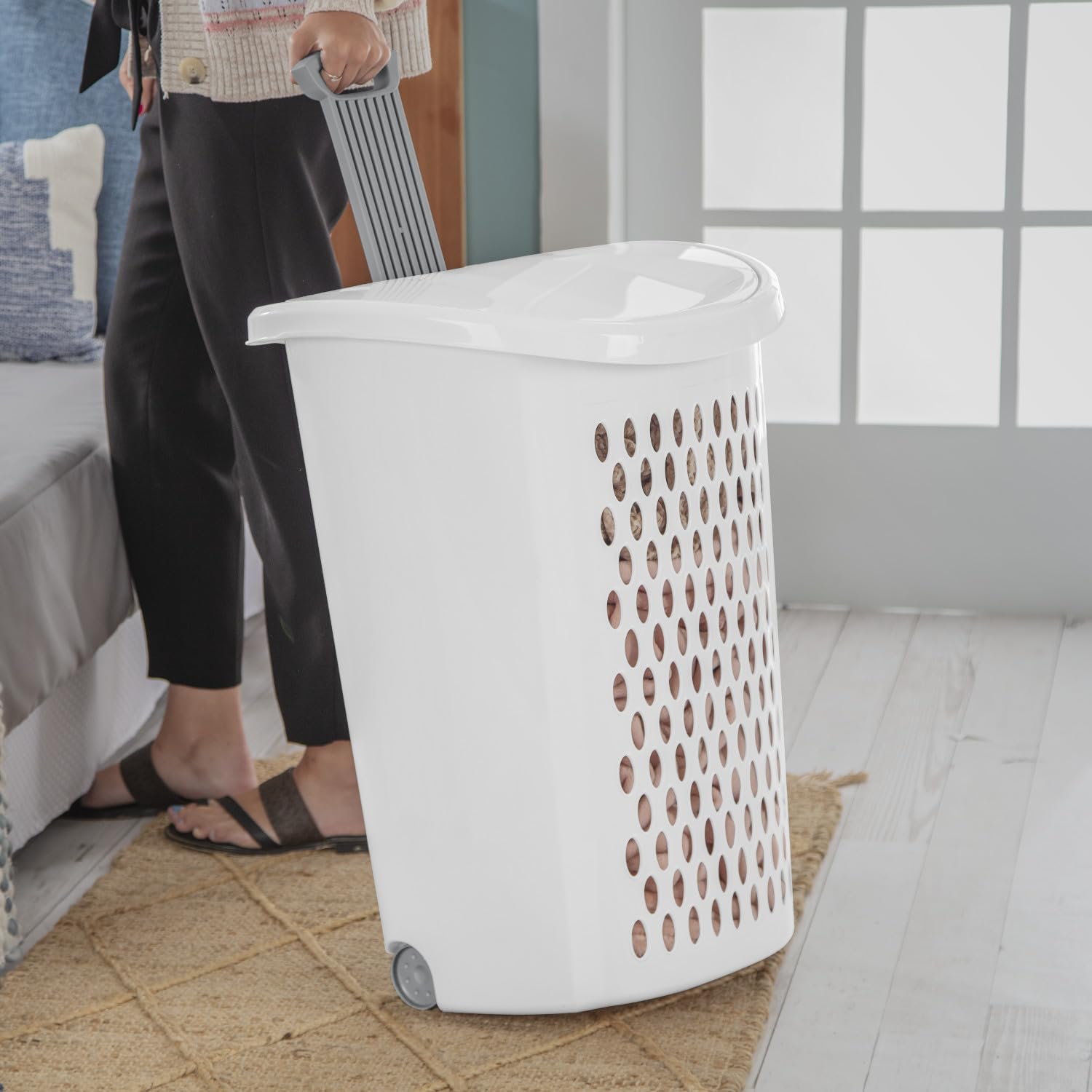 sterilite-ultra-wheeled-laundry-hamper-with-lid-2-bushel-white-3-pack image 7