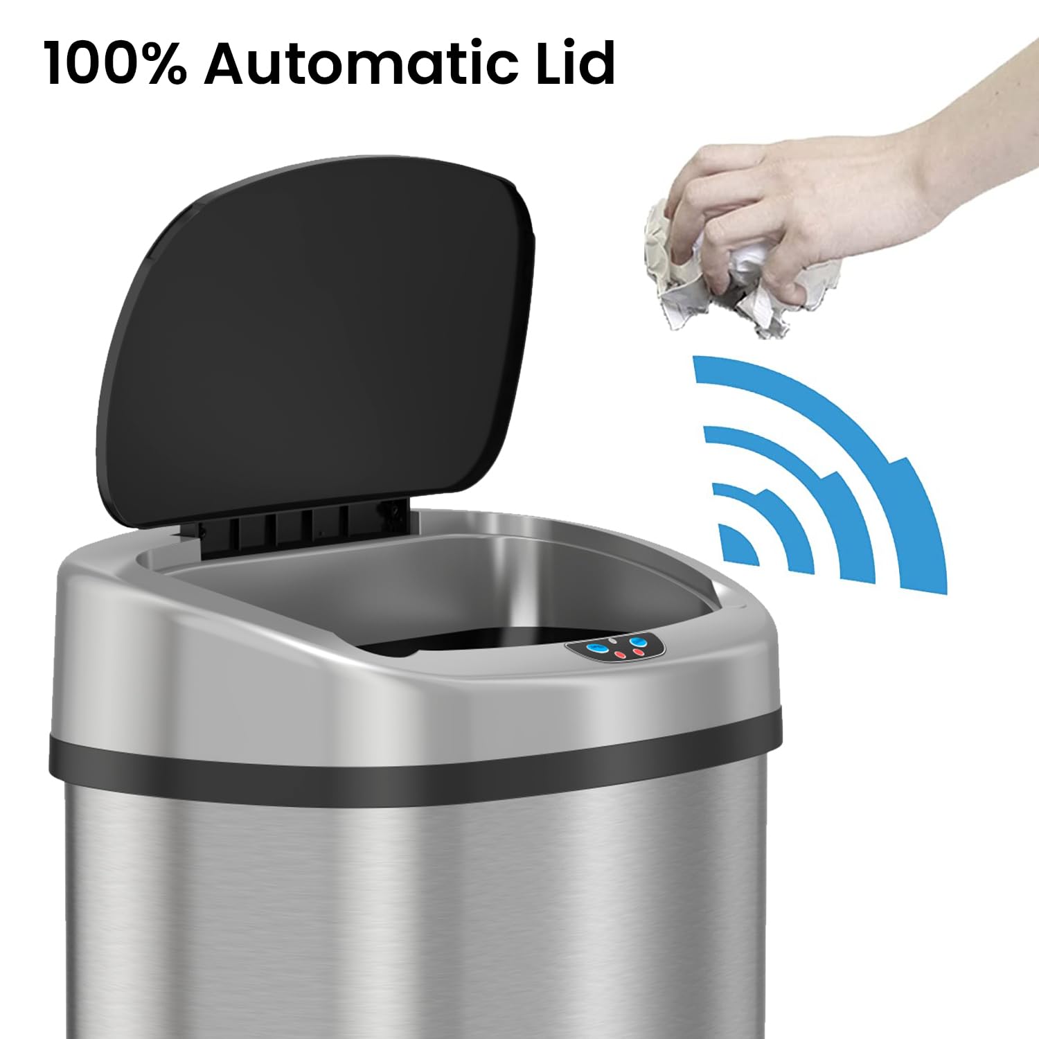 itouchless-sensorcan-13-gallon-touchless-kitchen-trash-can-stainless-steel-oval- image 2