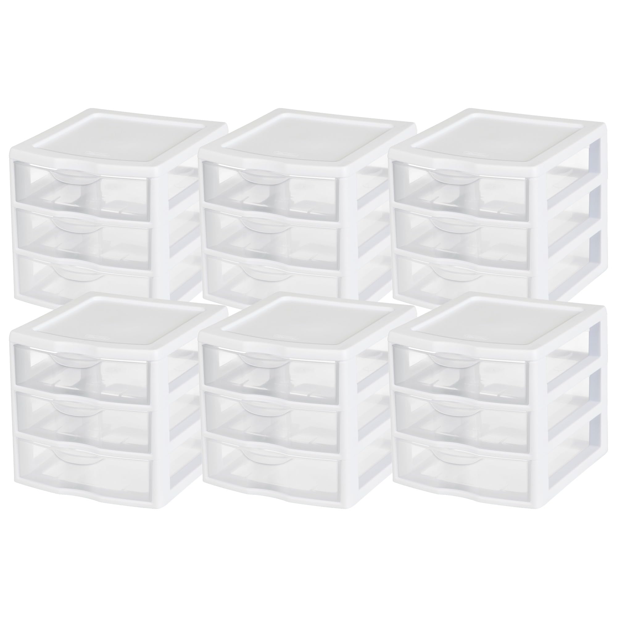 sterilite-clearview-3-drawer-desktop-storage-organizer-white-6-pack image 1