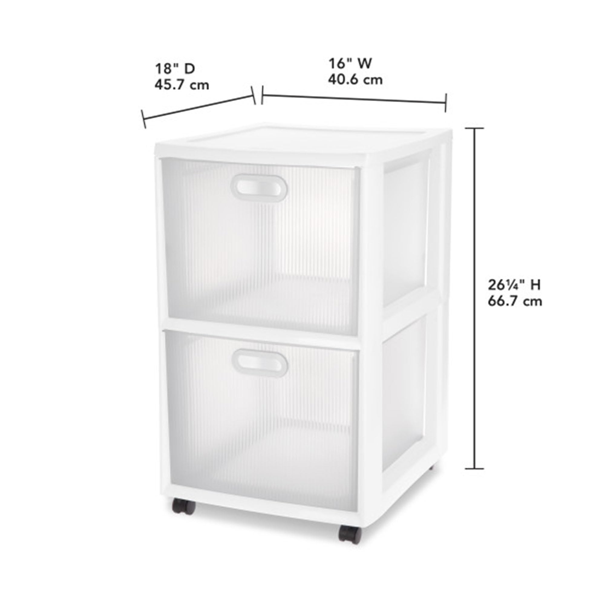 sterilite-ultra-2-drawer-filing-storage-cart-white-with-textured-clear-drawers-2 image 3