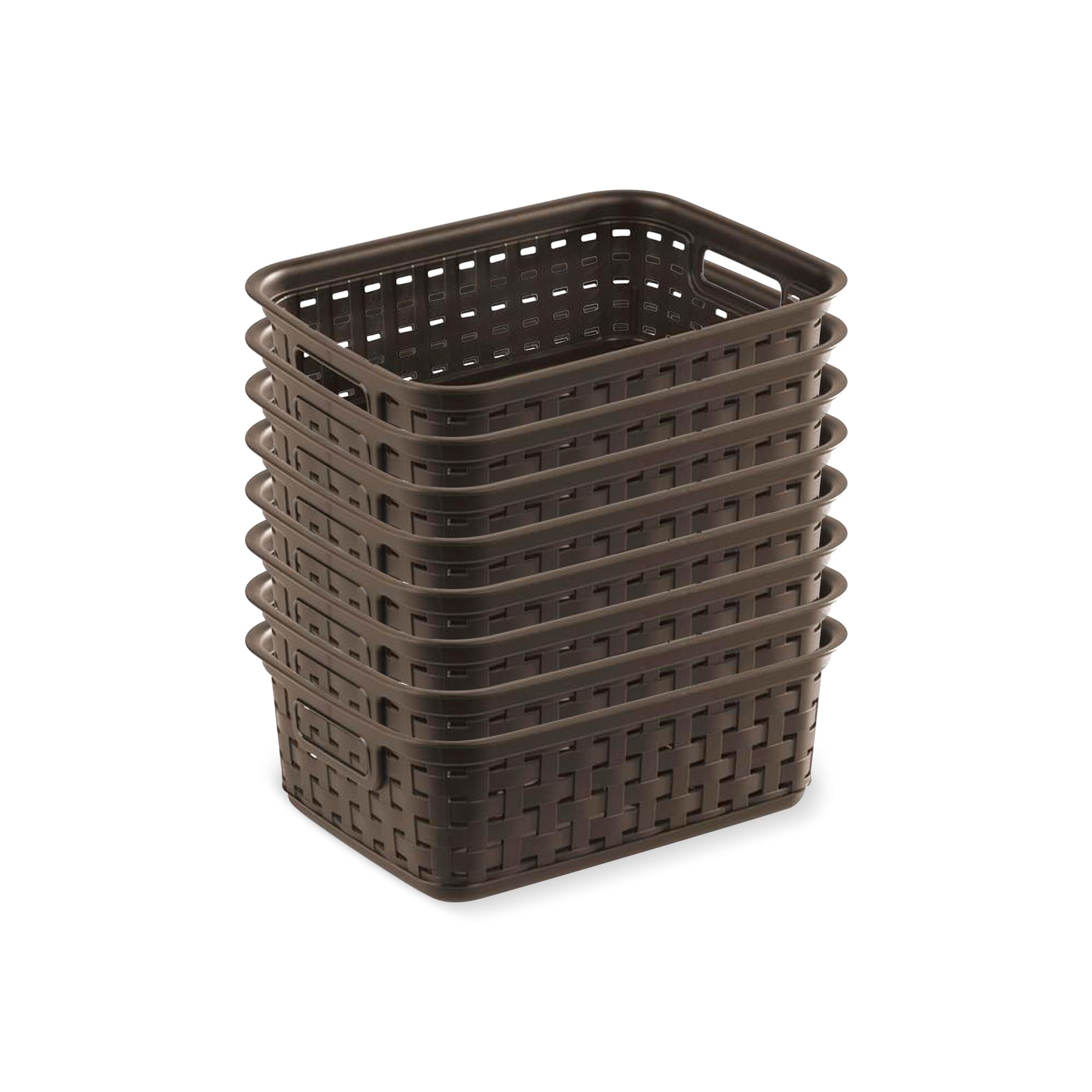 sterilite-small-multipurpose-basketweave-storage-basket-11-inch-8-pack-espresso image 1