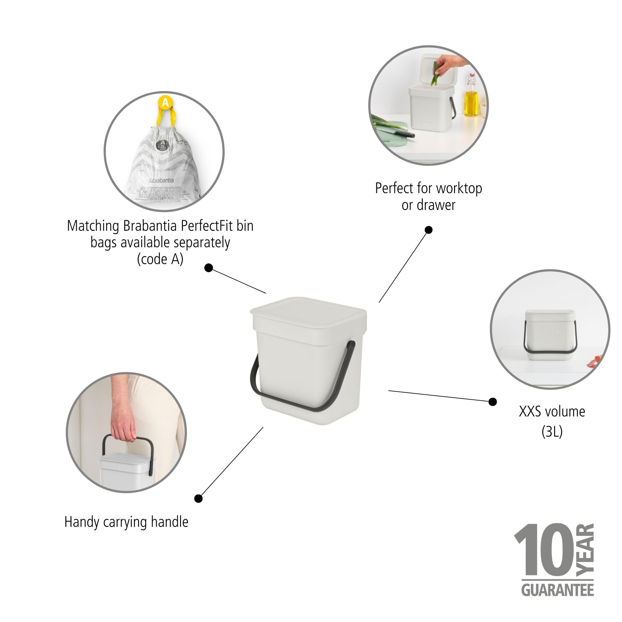 brabantia-sort-go-countertop-food-scraps-compost-bin-0-8-gal-3l-light-gray image 2