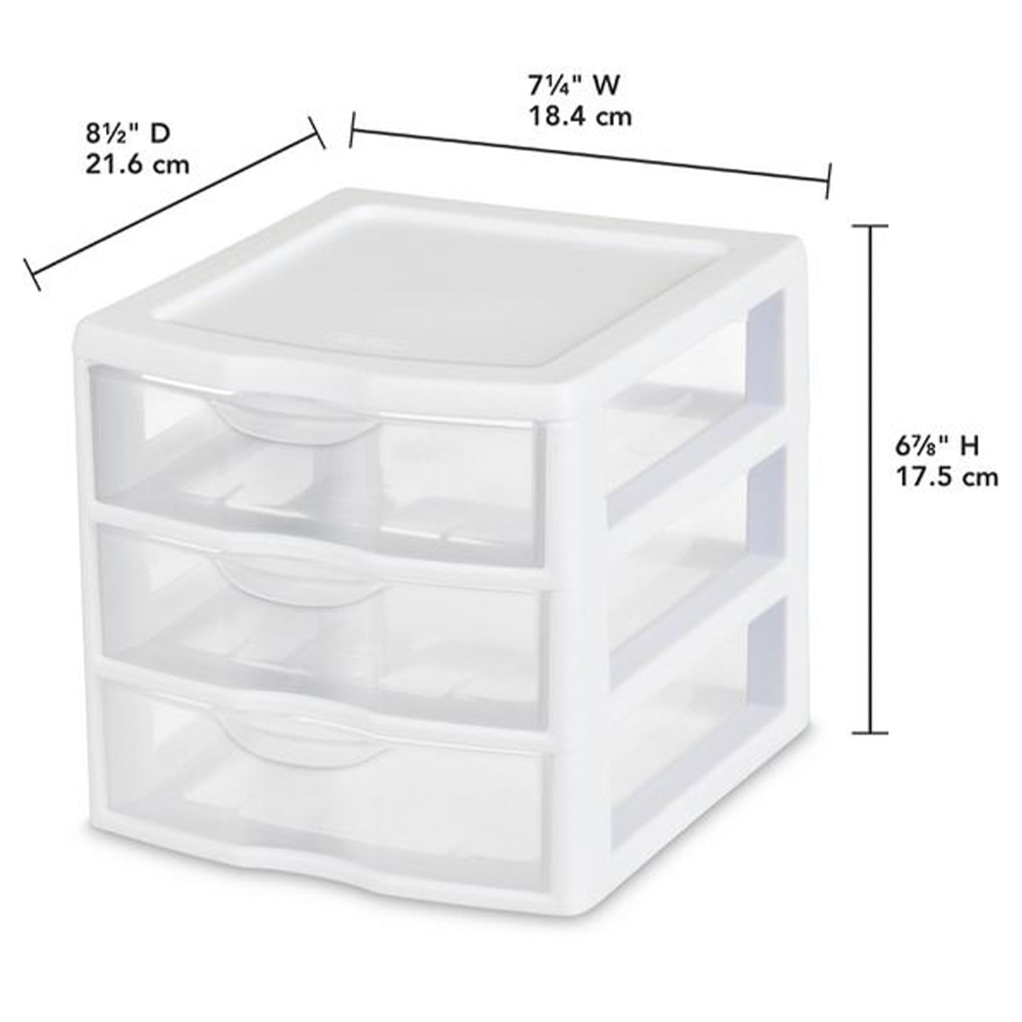 sterilite-clearview-3-drawer-desktop-storage-organizer-white-6-pack image 3