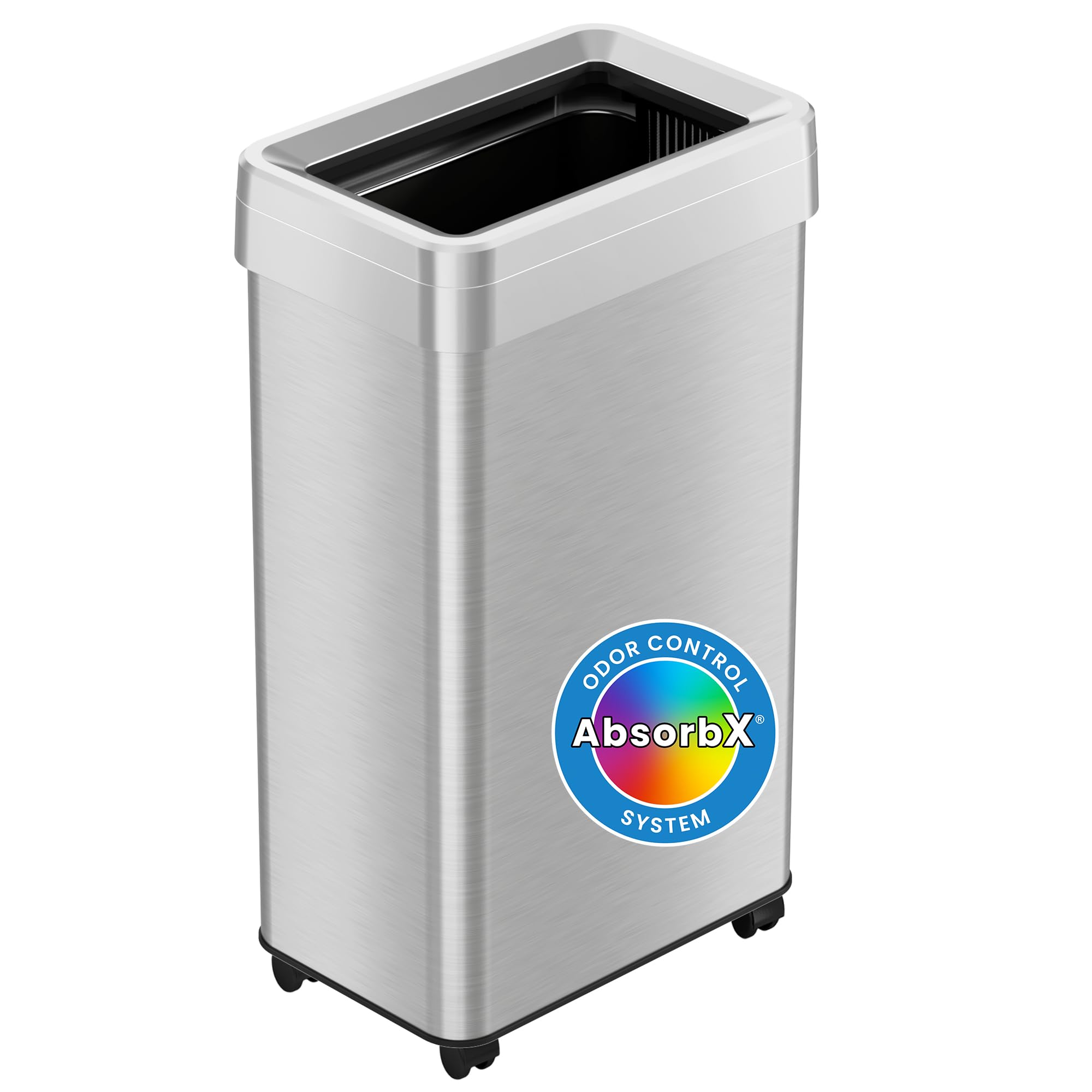 itouchless-16-gallon-open-top-kitchen-trash-can-recycling-bin-with-wheels-and-du image 7