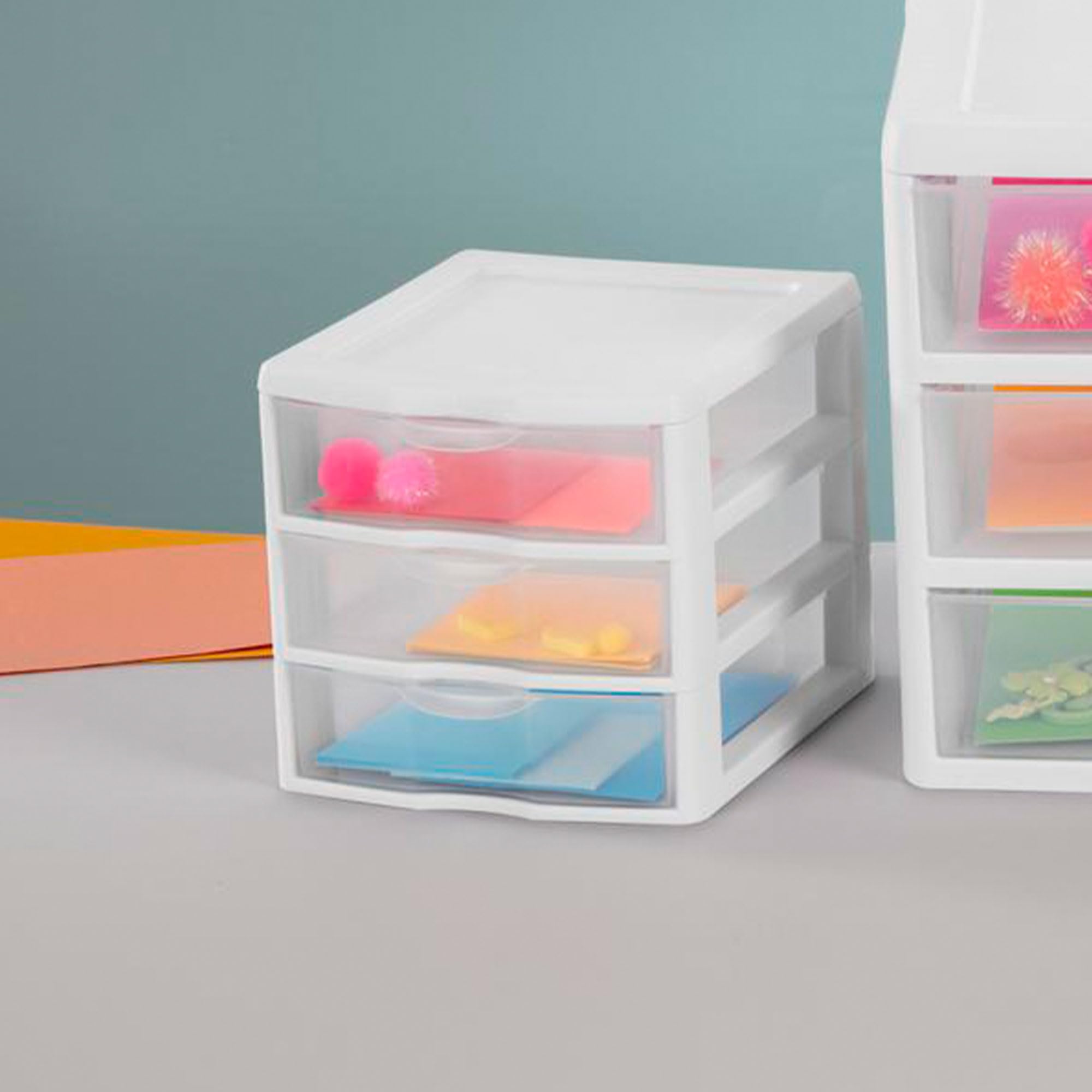 sterilite-clearview-3-drawer-desktop-storage-organizer-white-6-pack image 8