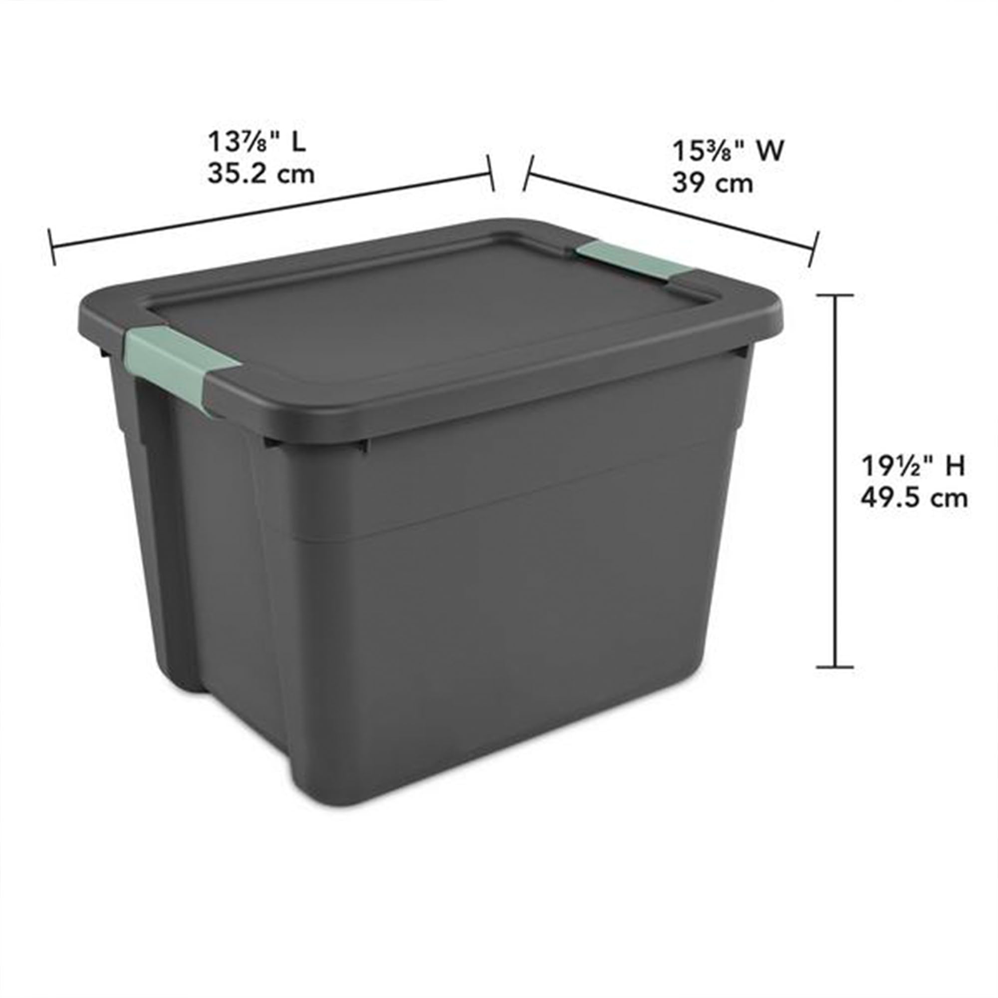 sterilite-6-pack-12-gallon-latch-tote-storage-bins-gray-green-stackable-with-lid image 2