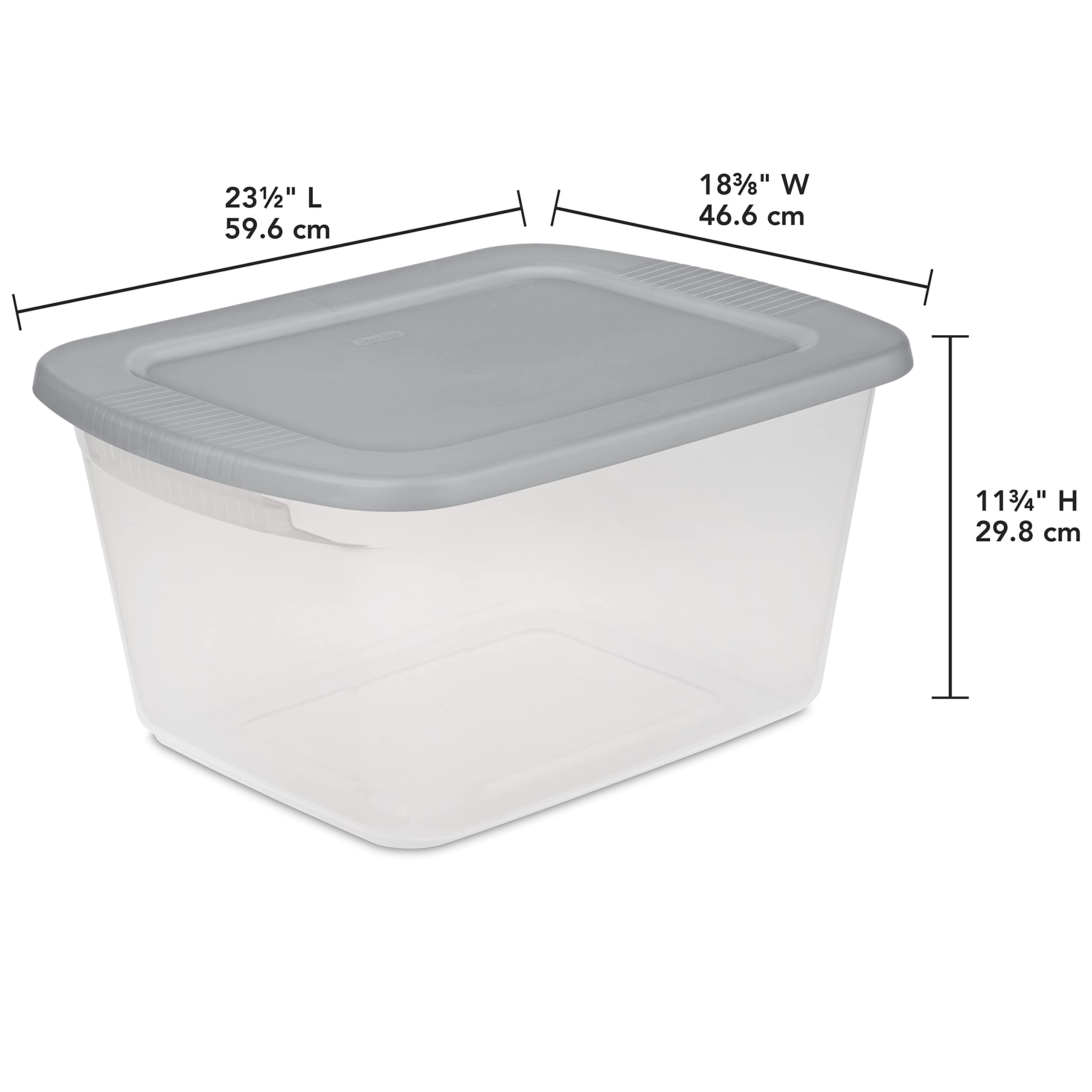 sterilite-60-qt-storage-box-set-with-clear-bases-and-gray-lids-stackable-plastic image 3