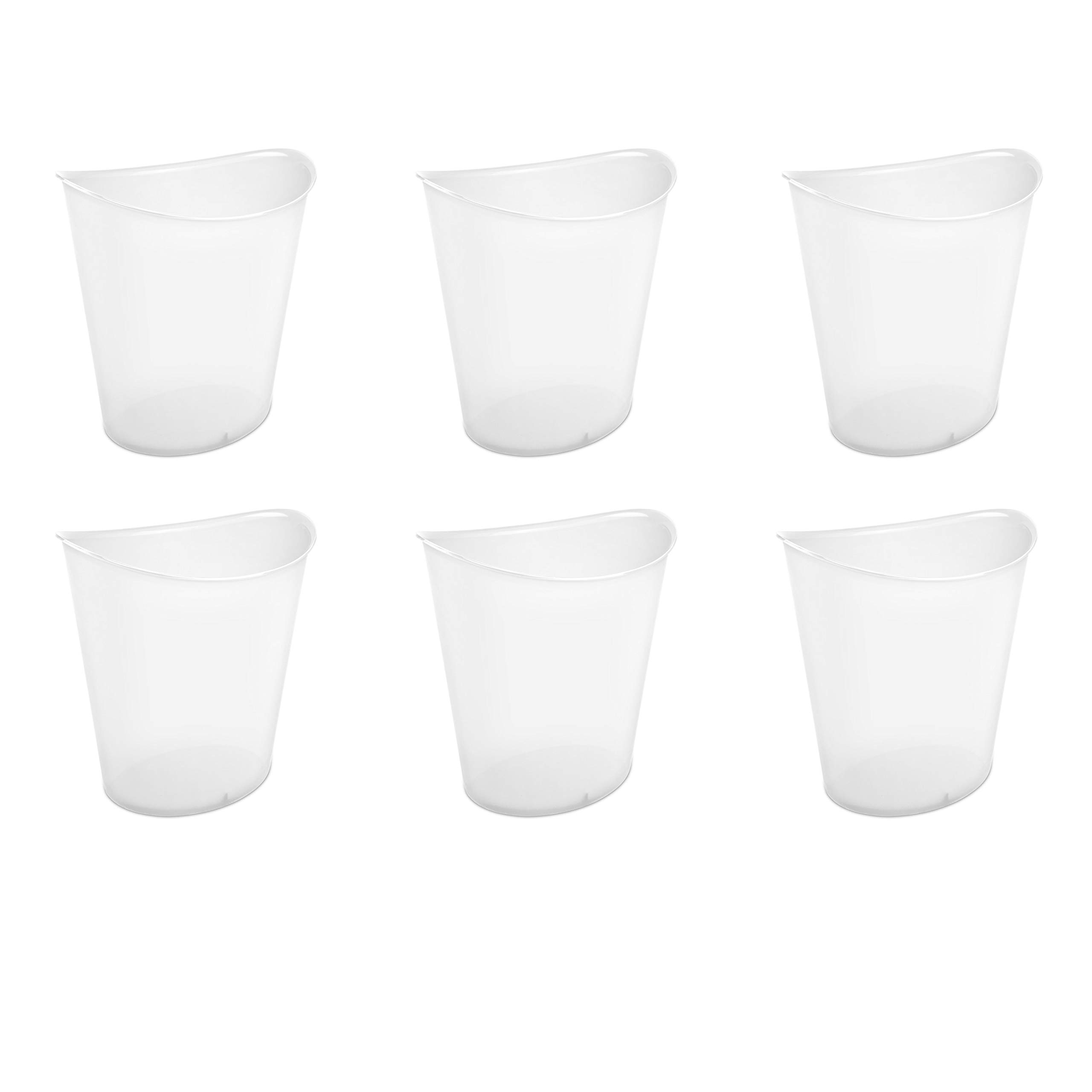 sterilite-3-gallon-oval-wastebasket-with-lid-clear-6-pack-modern-slim-profile-fo image 3
