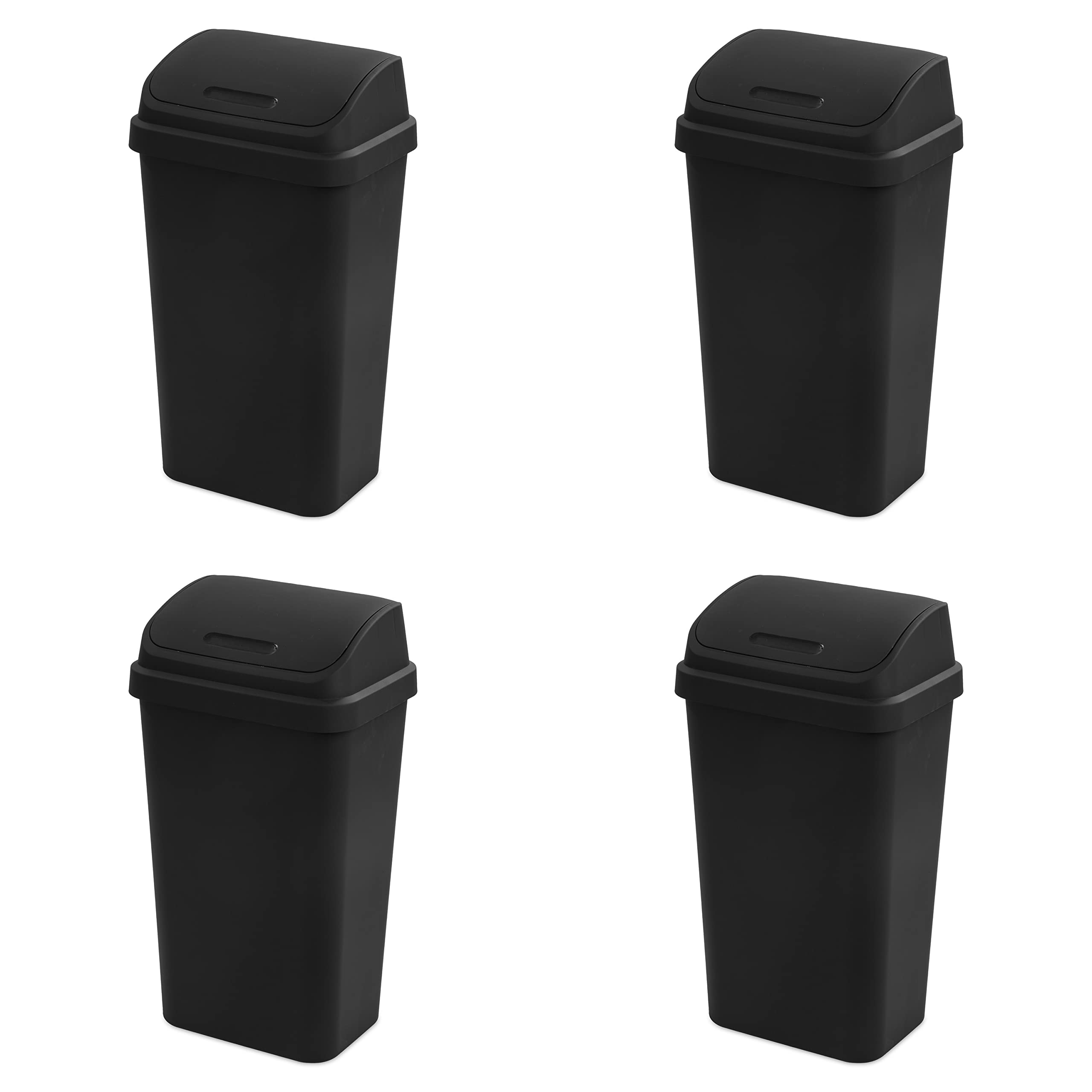 sterilite-13-gallon-swing-top-wastebasket-with-lid-black-4-pack image 1