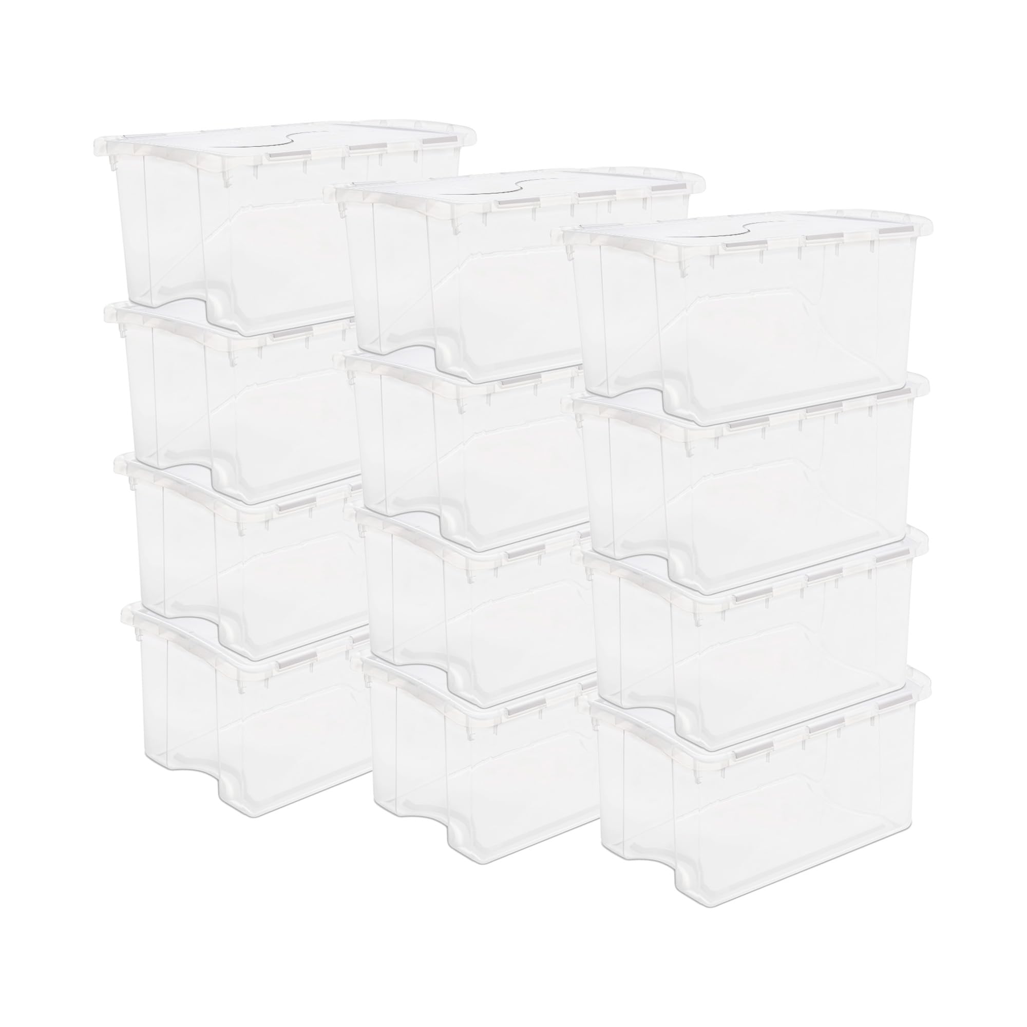 sterilite-48-qt-hinged-lid-storage-box-stackable-bin-with-lid-clear-with-white-l image 8