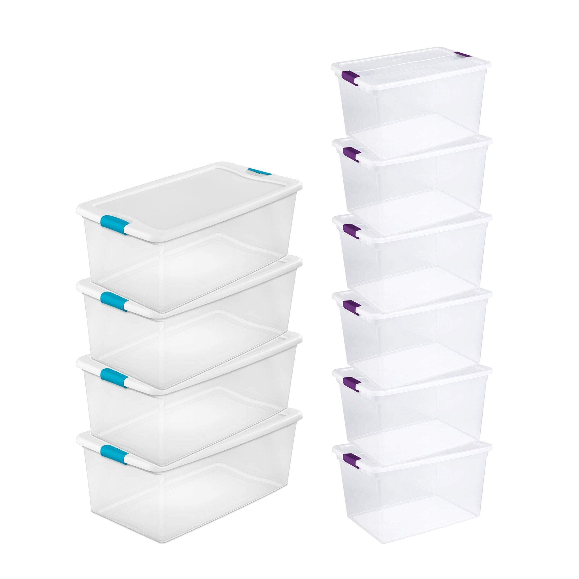sterilite-106-quart-66-quart-clear-latching-storage-totes-with-secure-lids-4-pac image 1