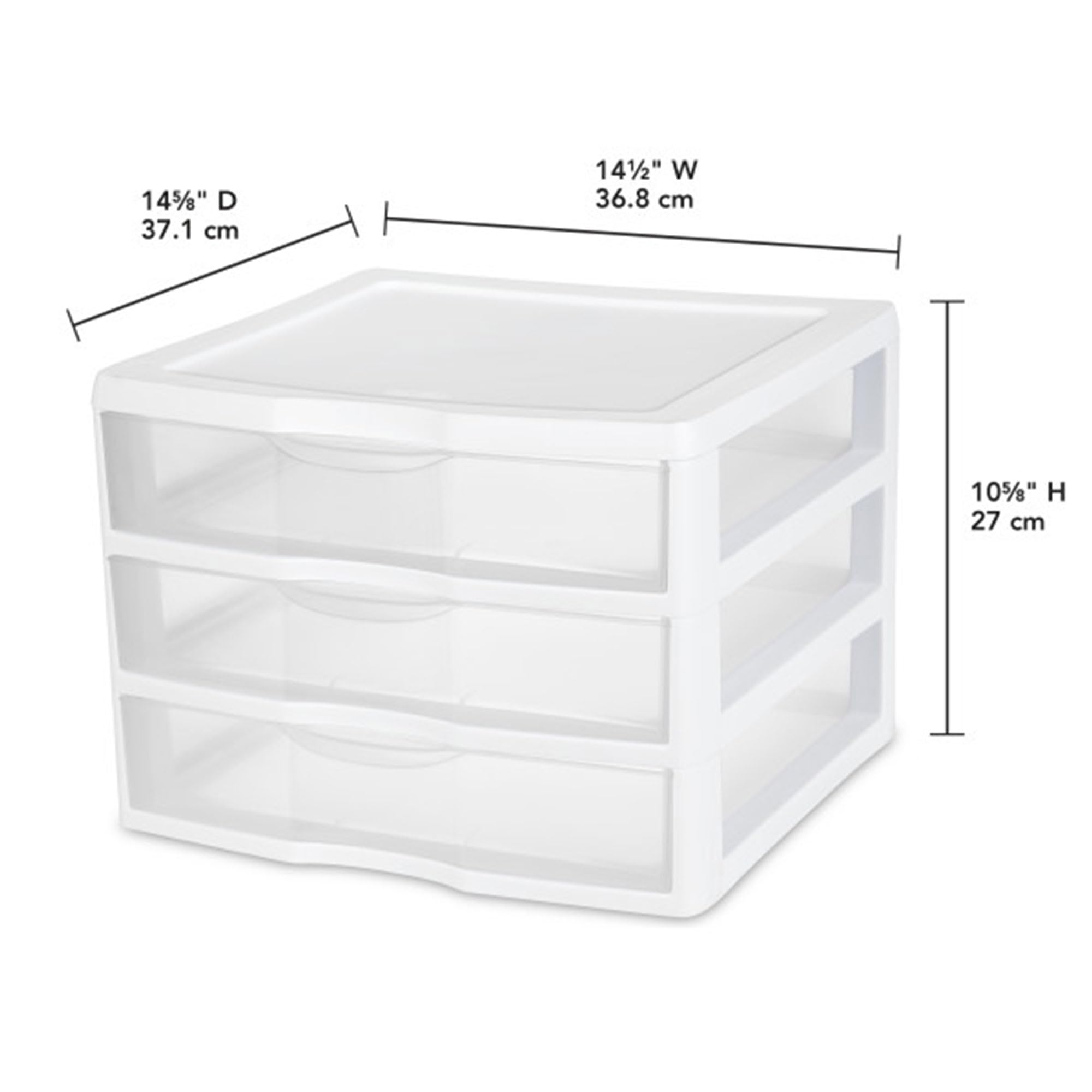sterilite-wide-3-drawer-unit-plastic-desktop-organizer-with-clear-drawers-white- image 3