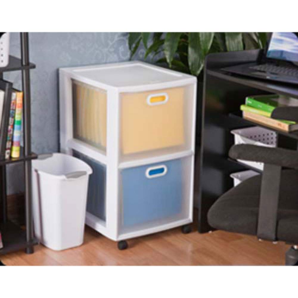 sterilite-ultra-2-drawer-filing-storage-cart-white-with-textured-clear-drawers-2 image 6
