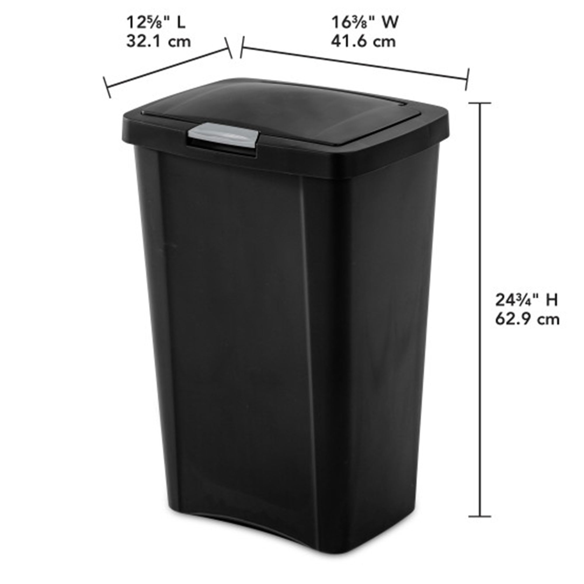 sterilite-13-gallon-touchtop-wastebasket-with-titanium-latch-4-pack-black image 3