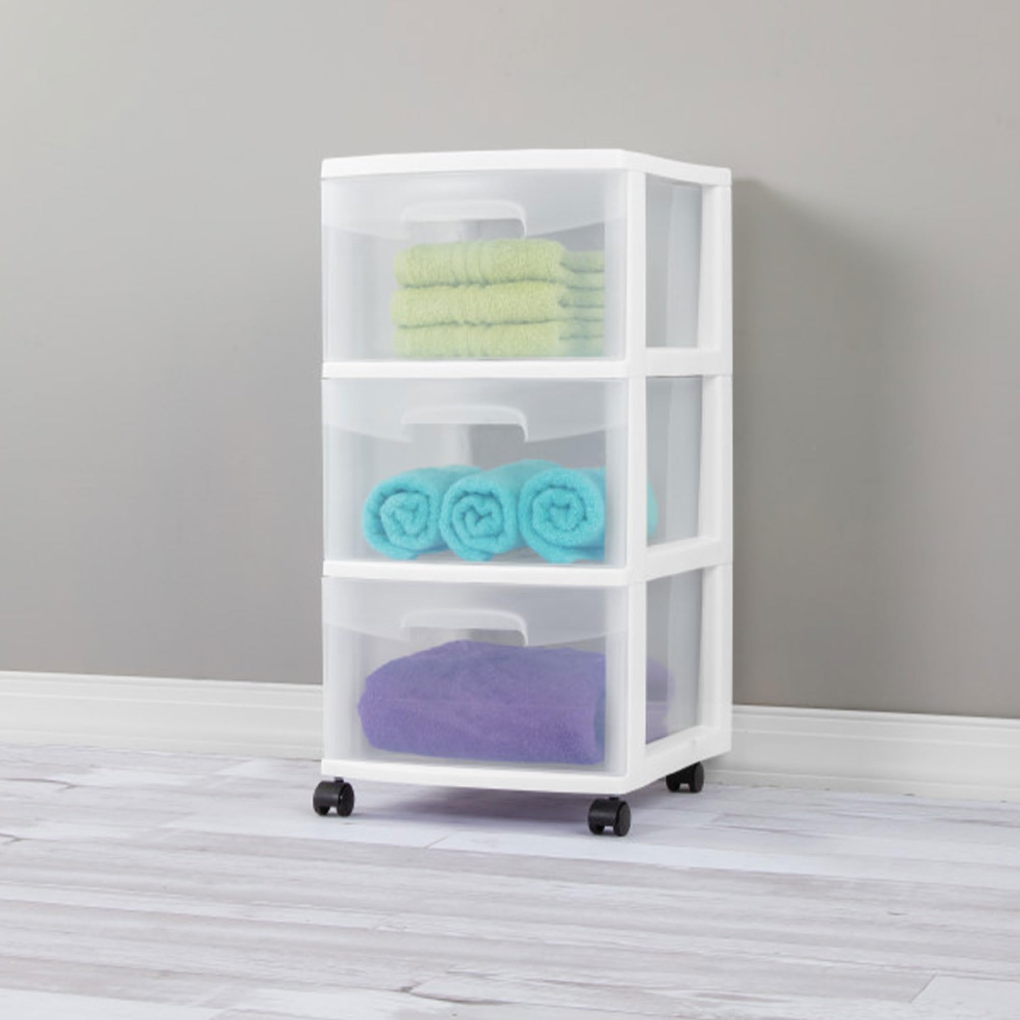 sterilite-2-pack-3-drawer-rolling-storage-cart-white-plastic-organizer-with-cast image 7