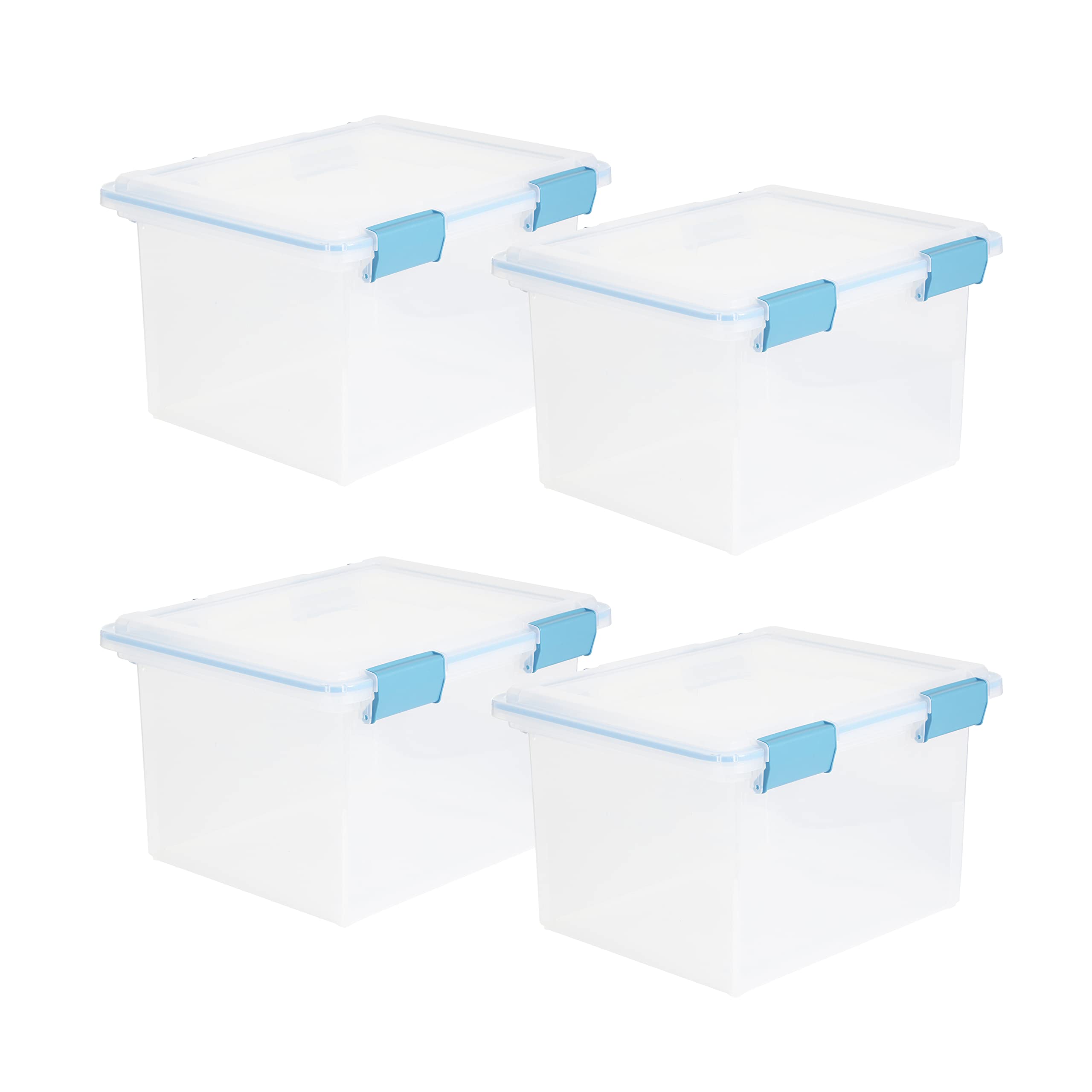 sterilite-32-quart-clear-stackable-storage-container-with-latching-lid-4-pack image 1