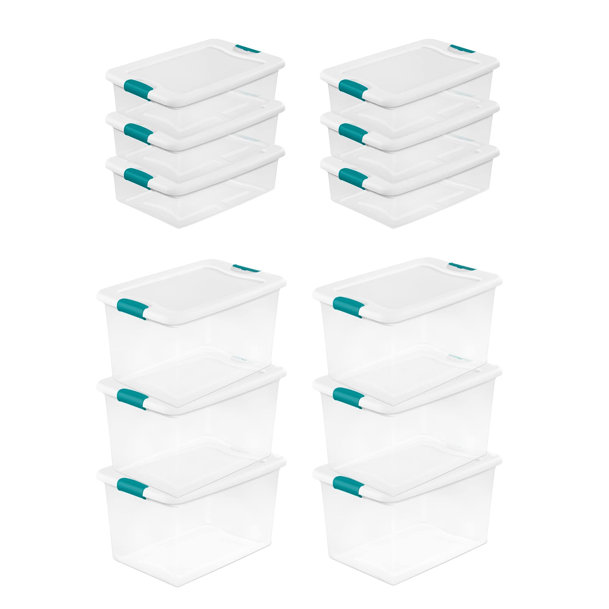 sterilite-latching-box-storage-bins-12-pack-clear-plastic-64-32-quart-heavy-duty image 1