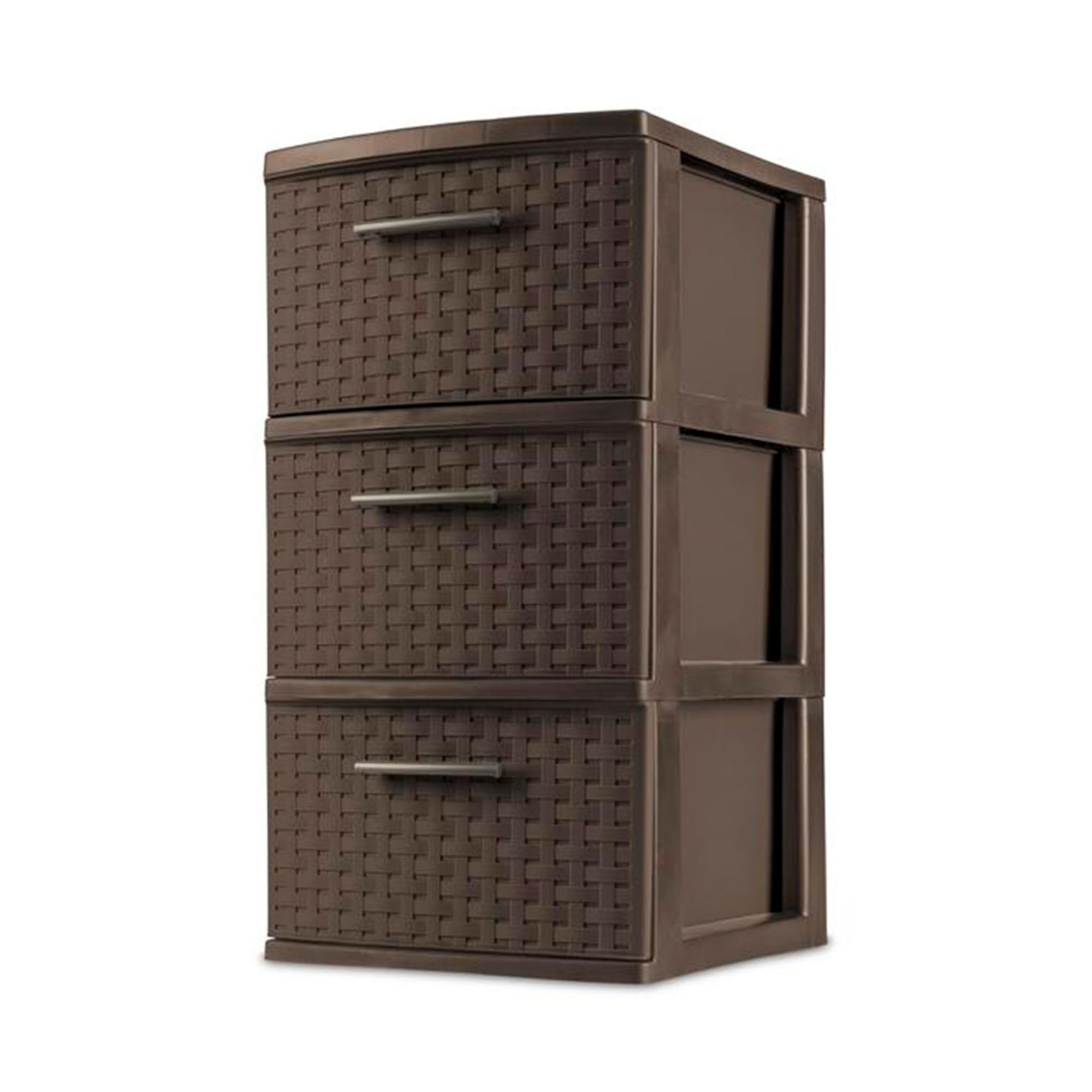 sterilite-2-pack-3-drawer-weave-tower-home-plastic-organizer-with-handles-espres image 1