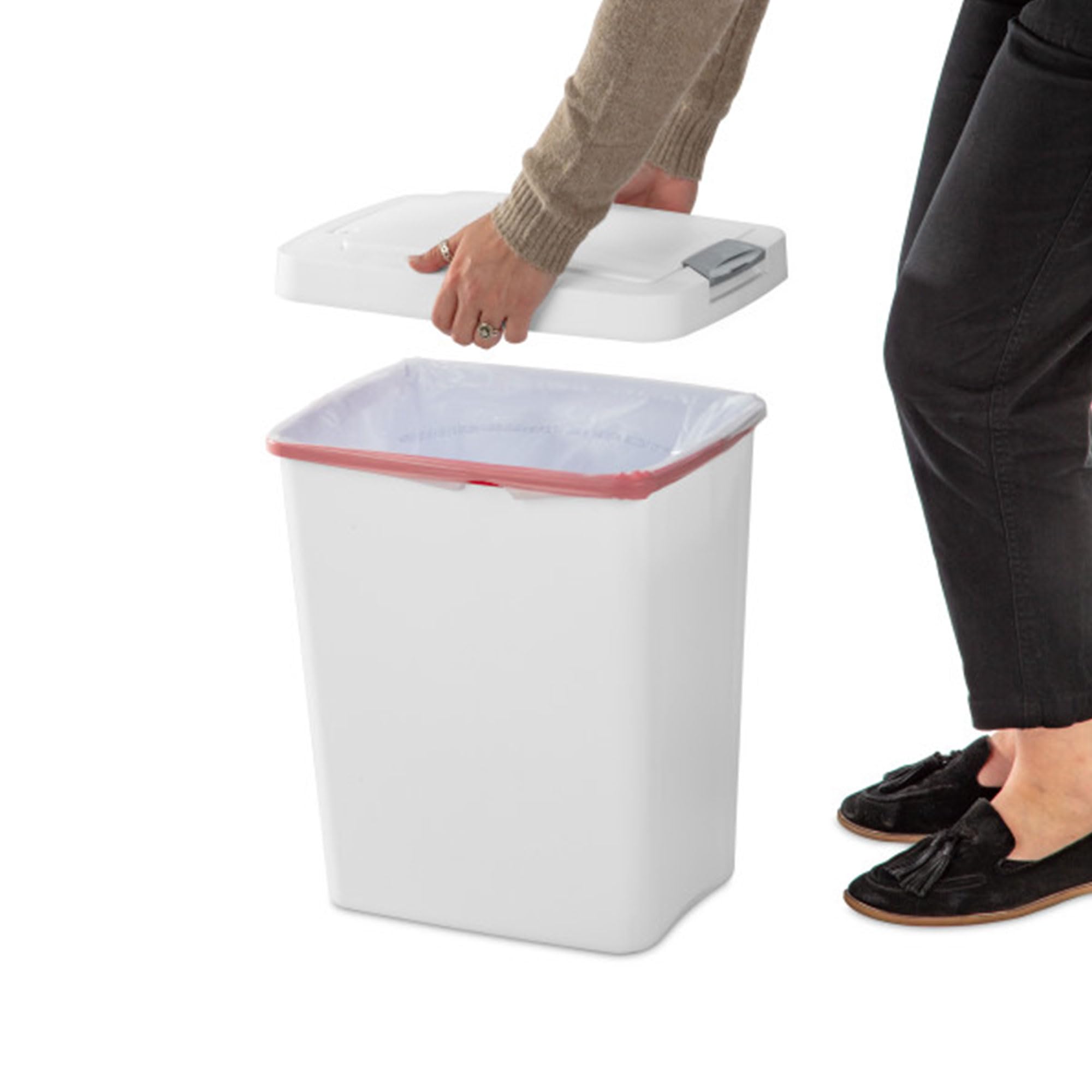 sterilite-7-5-gallon-touchtop-wastebasket-with-touch-open-lid-white-8-pack image 7