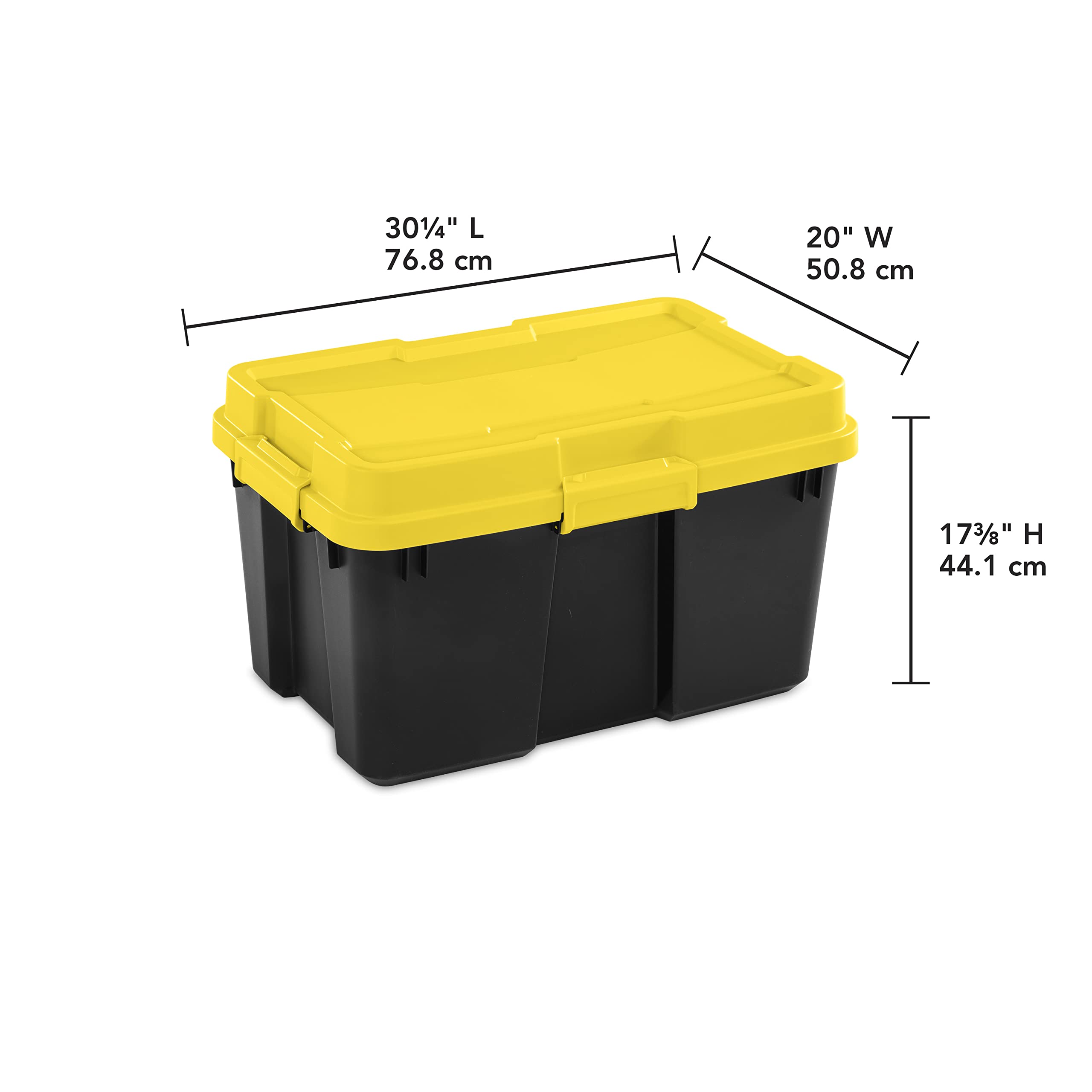 sterilite-30-gallon-gasket-tote-yellow-lily-lid-and-latches-with-black-base-1-pa image 2