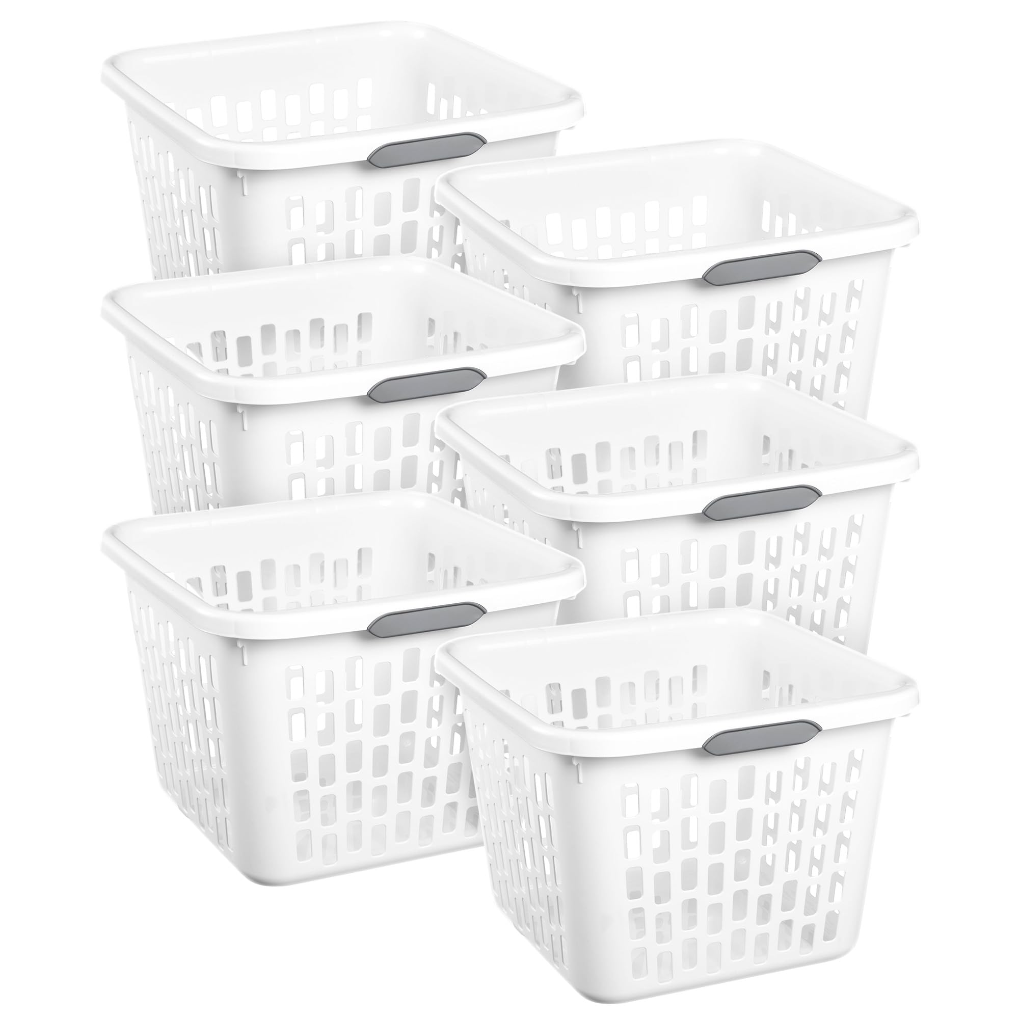 sterilite-6-pack-1-5-bushel-capacity-square-laundry-basket-white image 1
