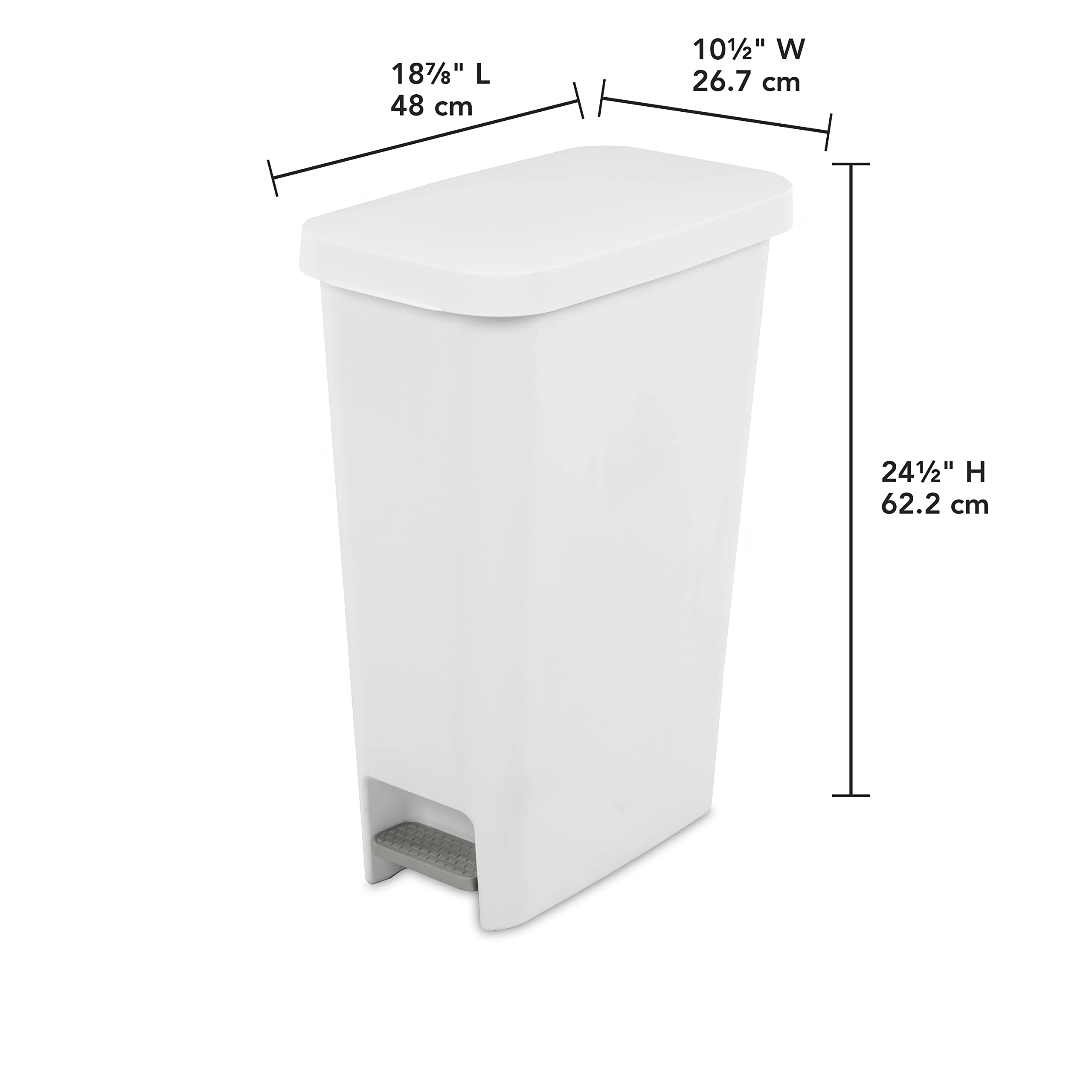 sterilite-11-gallon-slim-step-on-wastebasket-with-lid-hands-free-space-saving-tr image 2