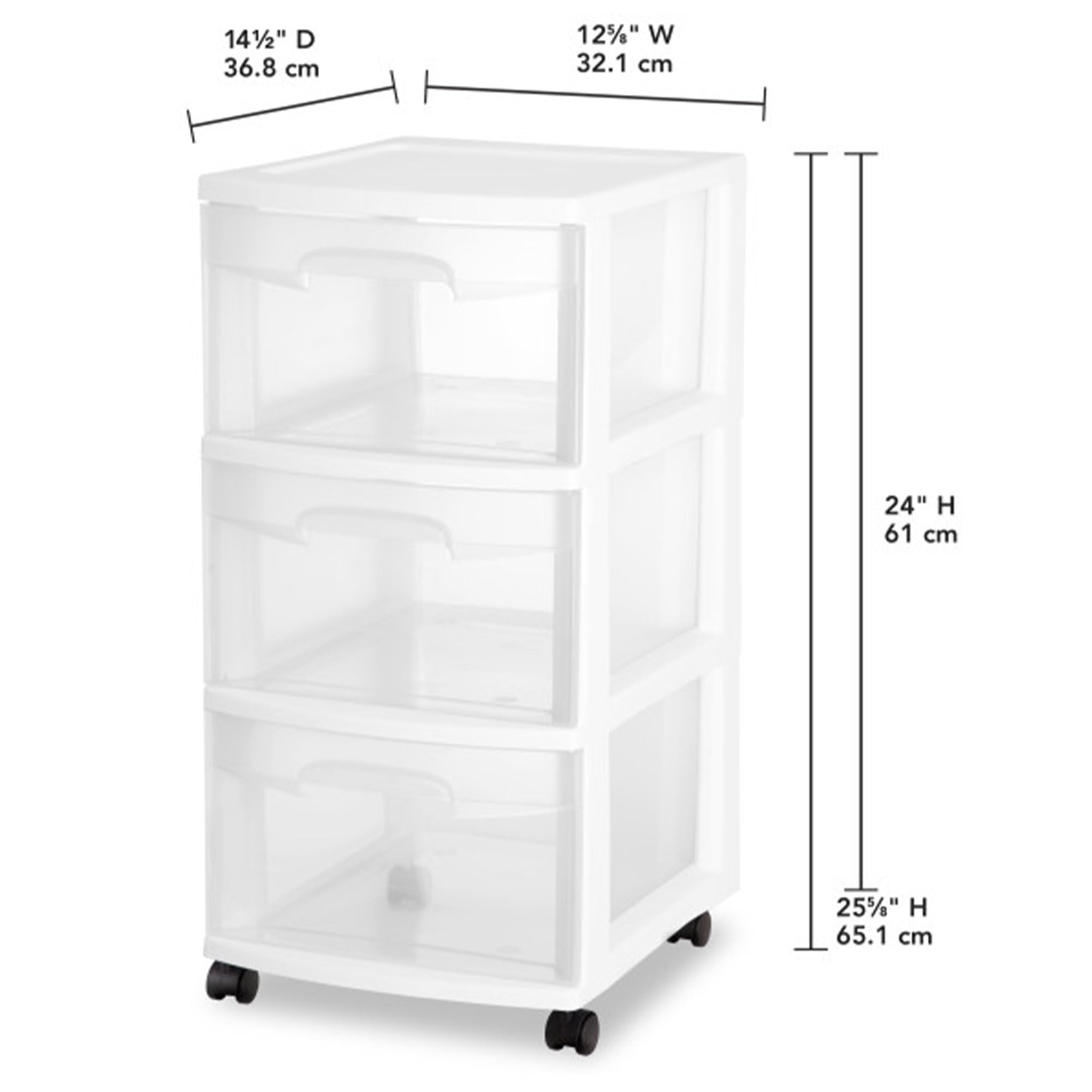 sterilite-2-pack-3-drawer-rolling-storage-cart-white-plastic-organizer-with-cast image 3