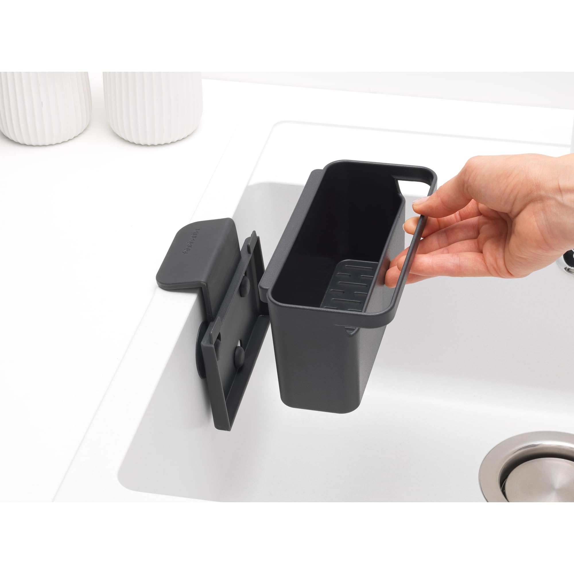 brabantia-sinkside-in-sink-organizer-dark-gray-drainage-container-with-suction-c image 2