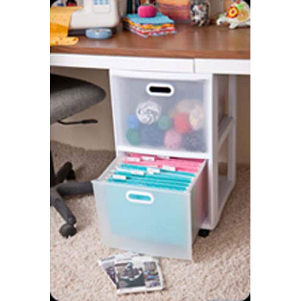sterilite-ultra-2-drawer-filing-storage-cart-white-with-textured-clear-drawers-2 image 2