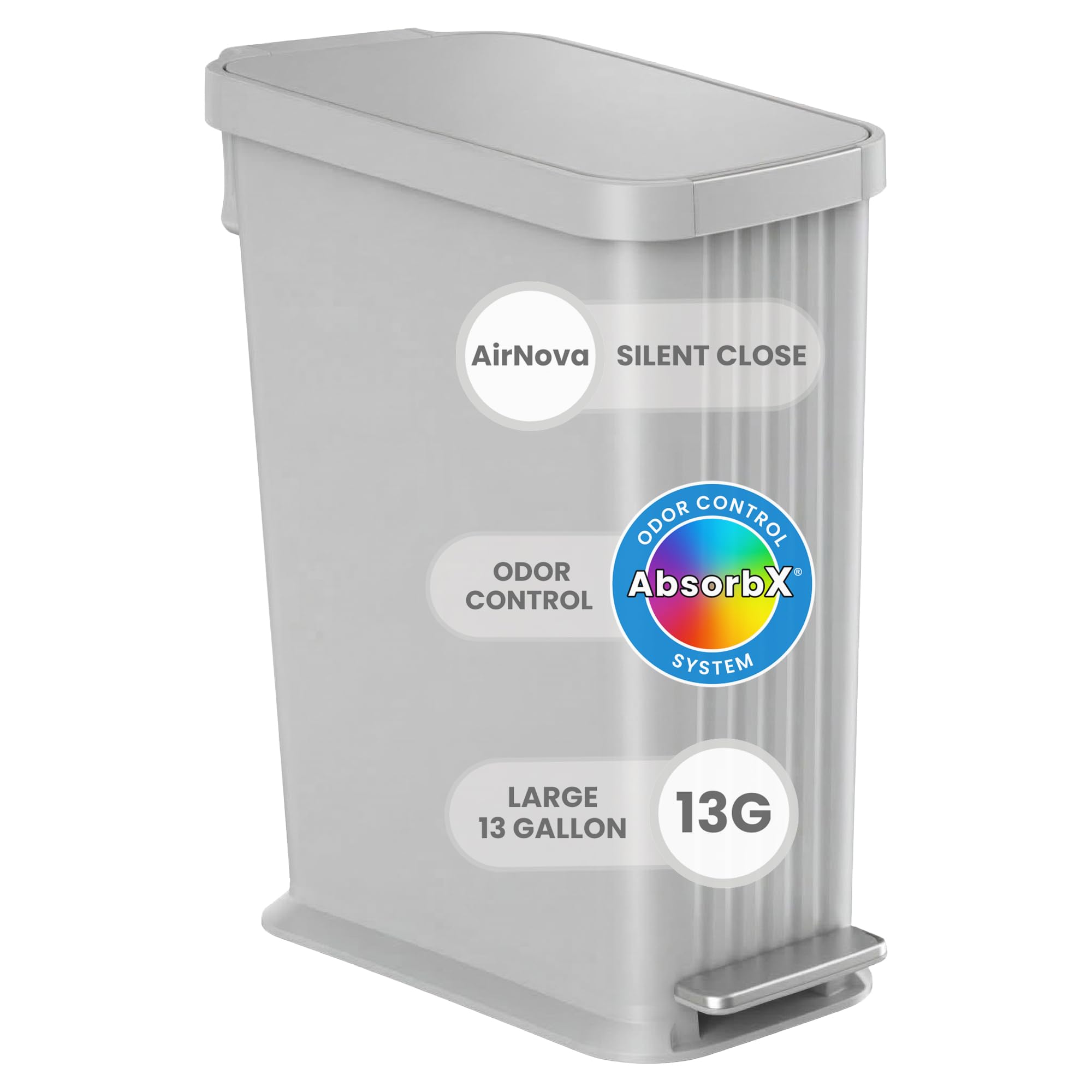 itouchless-softstep-50l-13-2-gal-slim-step-pedal-trash-can-with-odor-filter-ston image 1