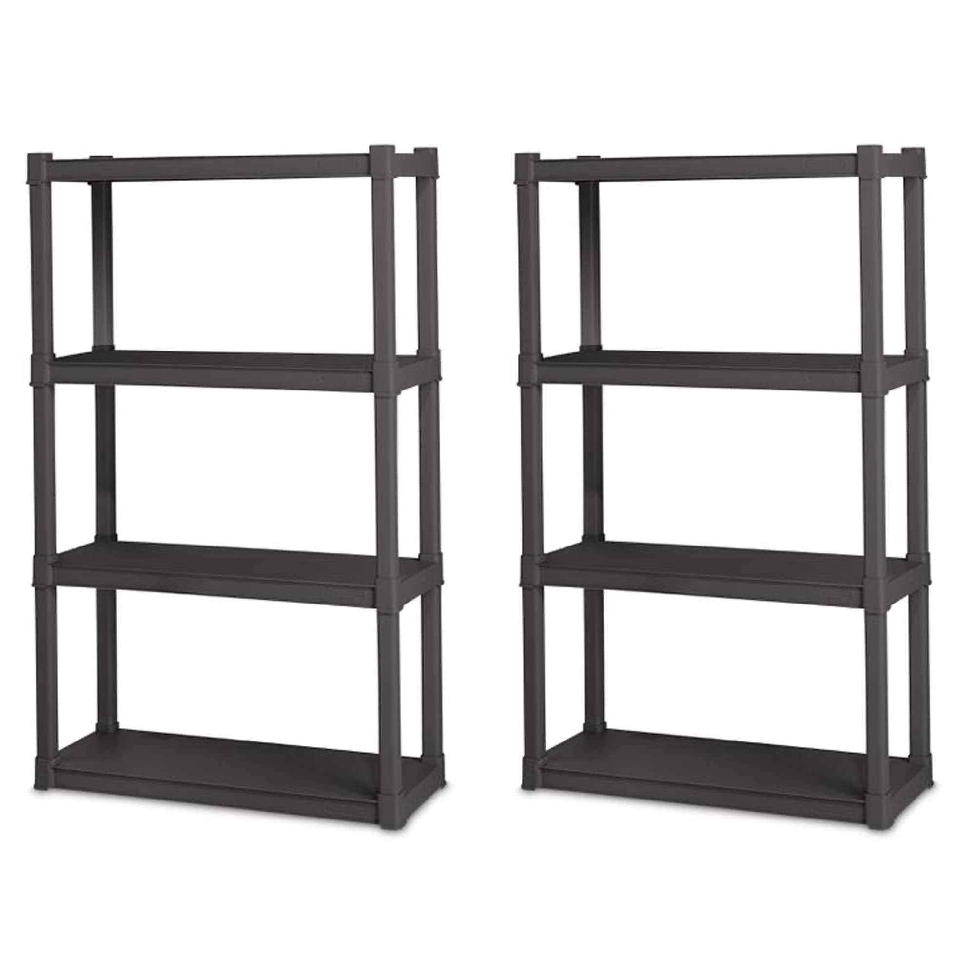 sterilite-2-pack-heavy-duty-plastic-storage-shelves-4-shelf-shelving-unit-gray-g image 1