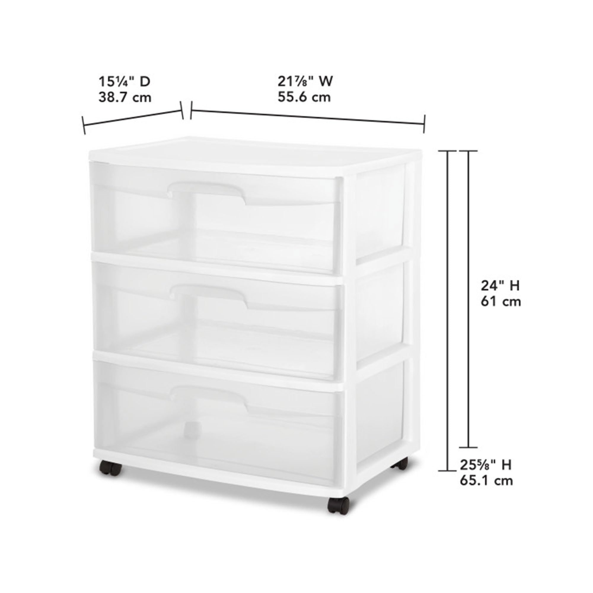 sterilite-2-pack-3-drawer-wide-storage-organizer-cart-white image 3