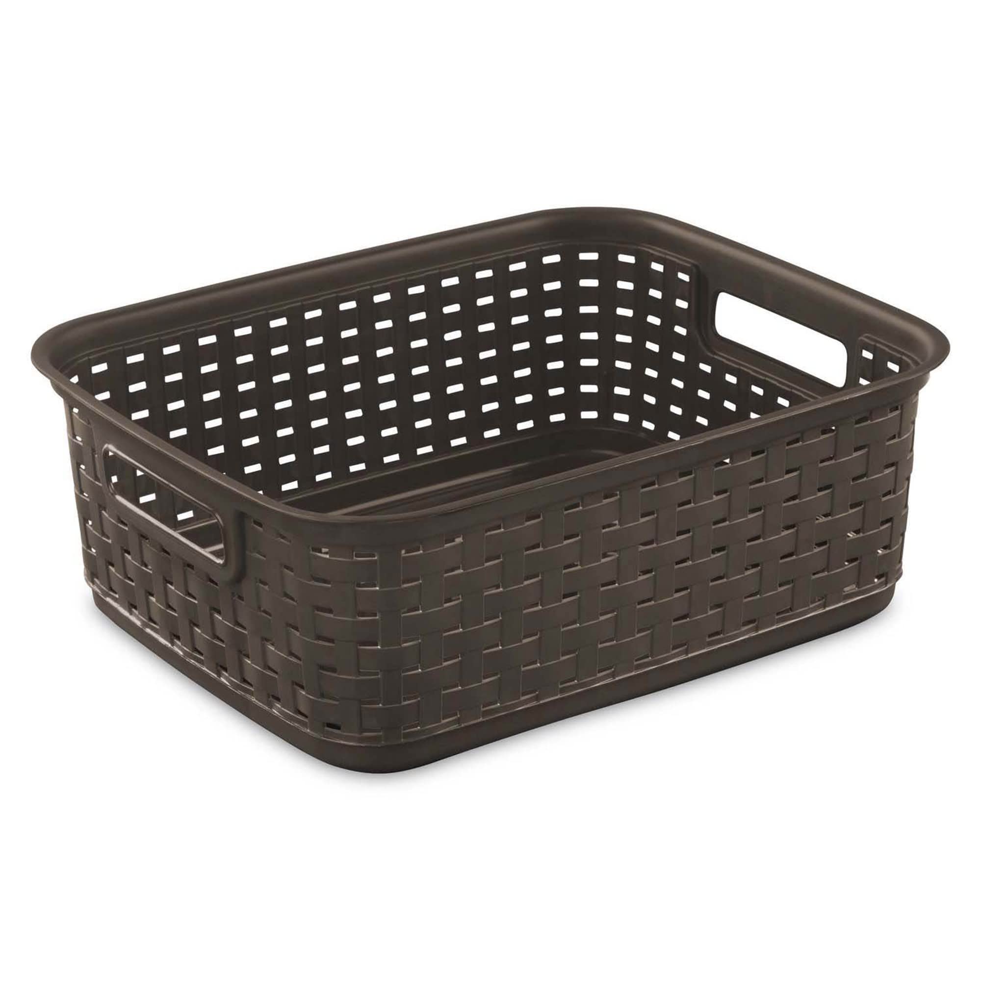 sterilite-short-plastic-weave-storage-basket-brown-6-pack image 1