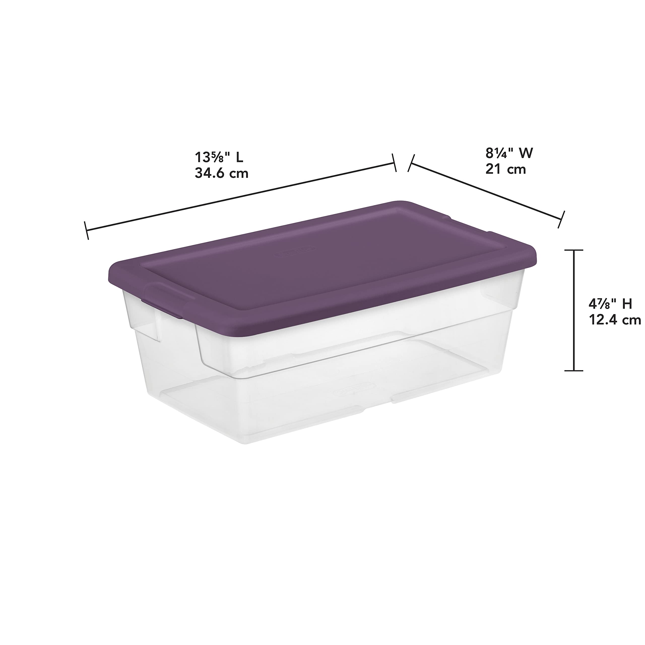 sterilite-stackable-6-quart-clear-home-storage-box-with-handles-and-purple-lid-9 image 6