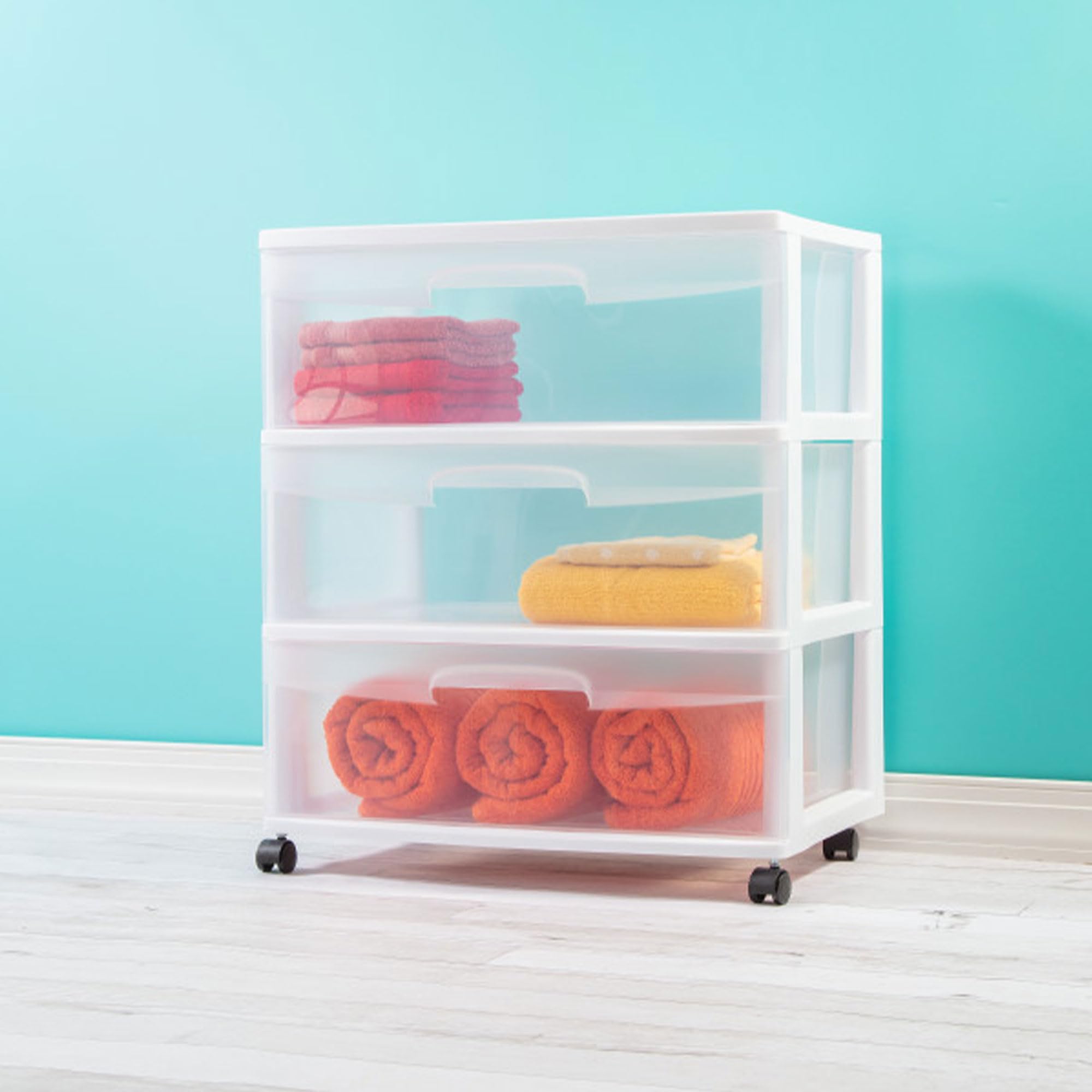 sterilite-2-pack-3-drawer-wide-storage-organizer-cart-white image 4