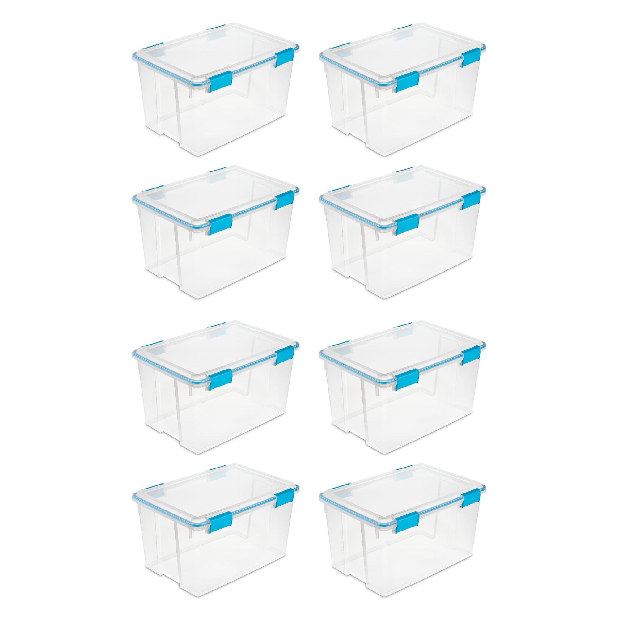 sterilite-54-quart-gasket-box-clear-storage-tote-with-blue-latches-8-pack-for-ai image 1
