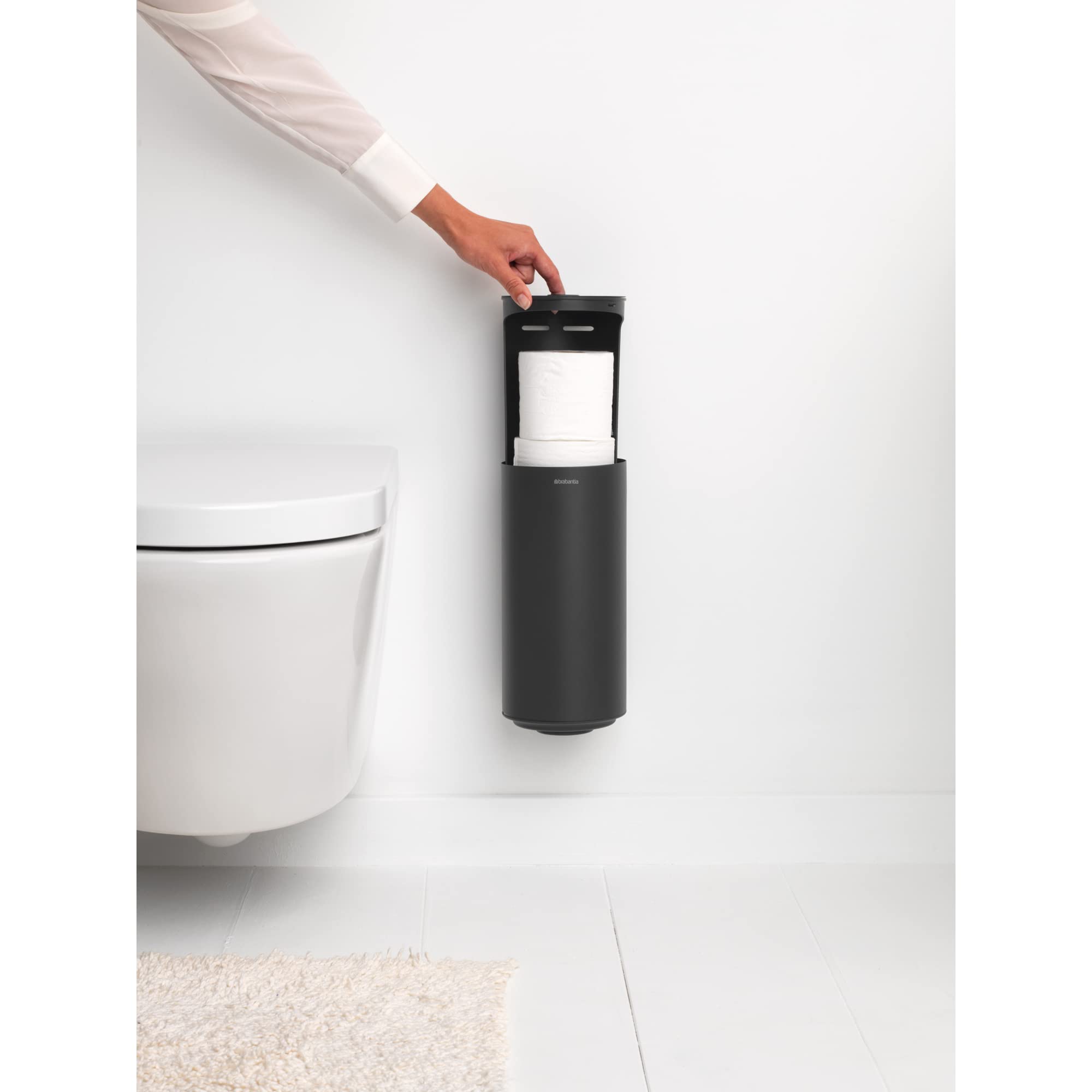 brabantia-mindset-toilet-roll-dispenser-mineral-infinite-gray-wall-mountable image 4