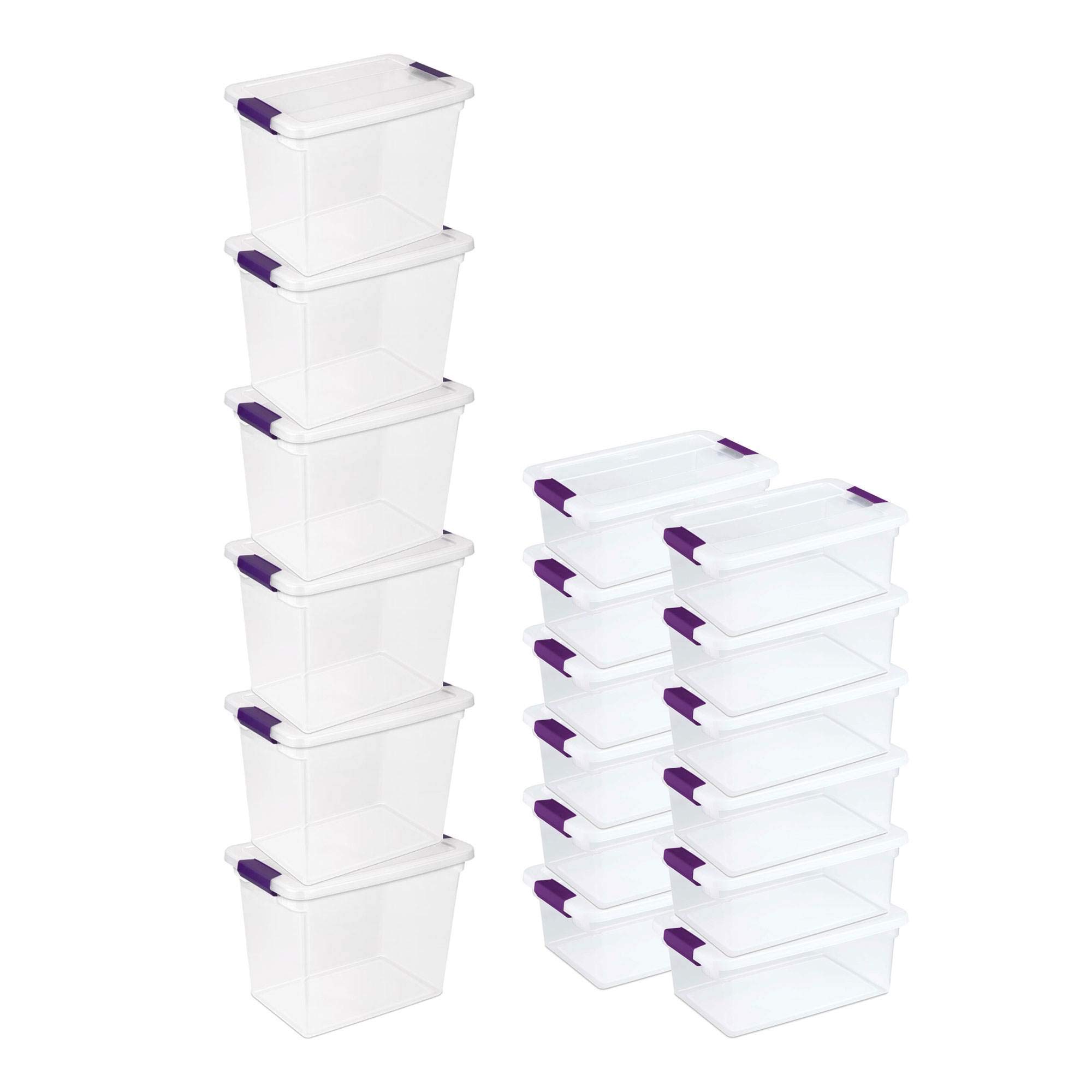 sterilite-27-quart-15-quart-clear-latch-lid-storage-totes-18-pack-6x27qt-12x15qt image 1