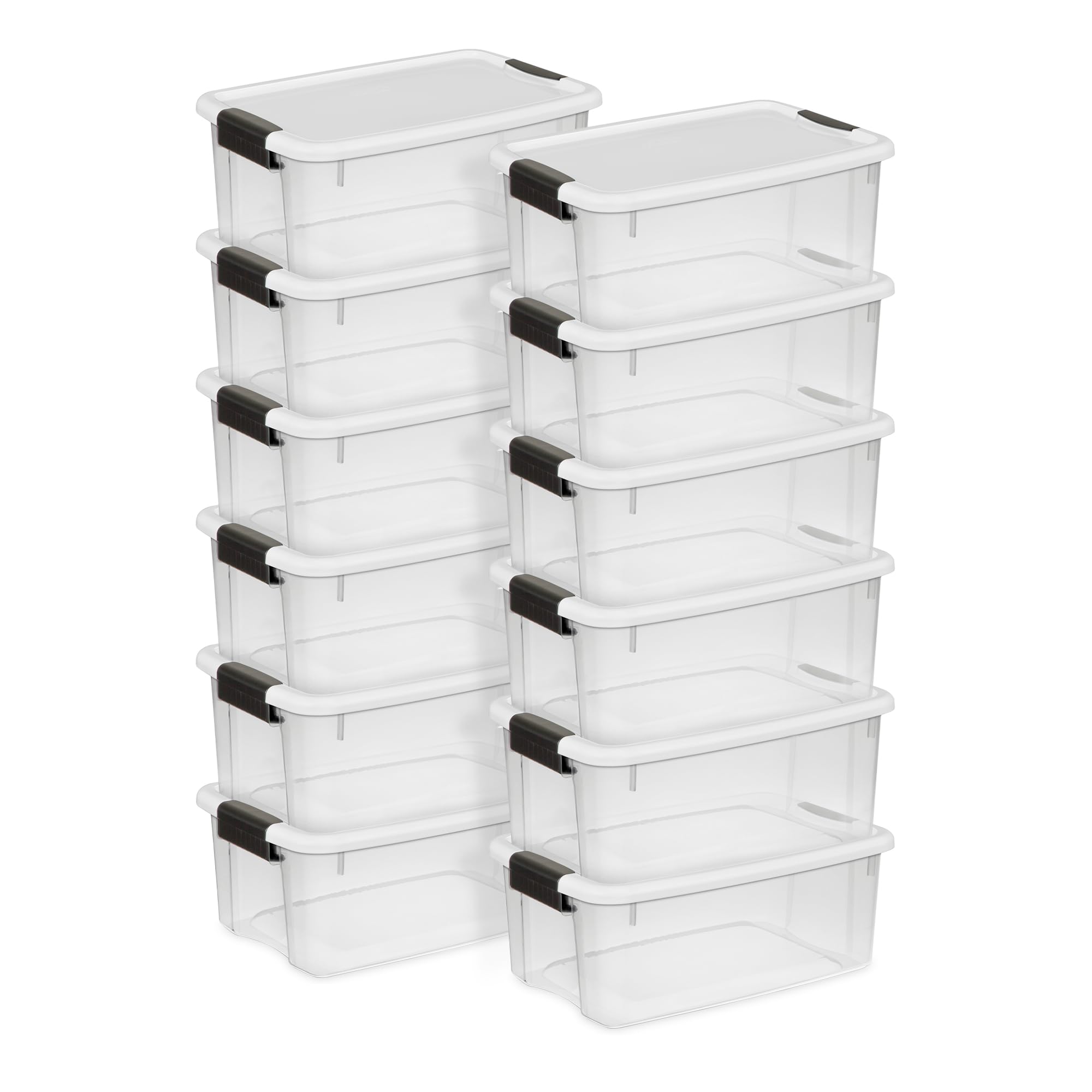 sterilite-12-pack-ultra-latching-box-clear-plastic-storage-bins-with-lids-18-qua image 1