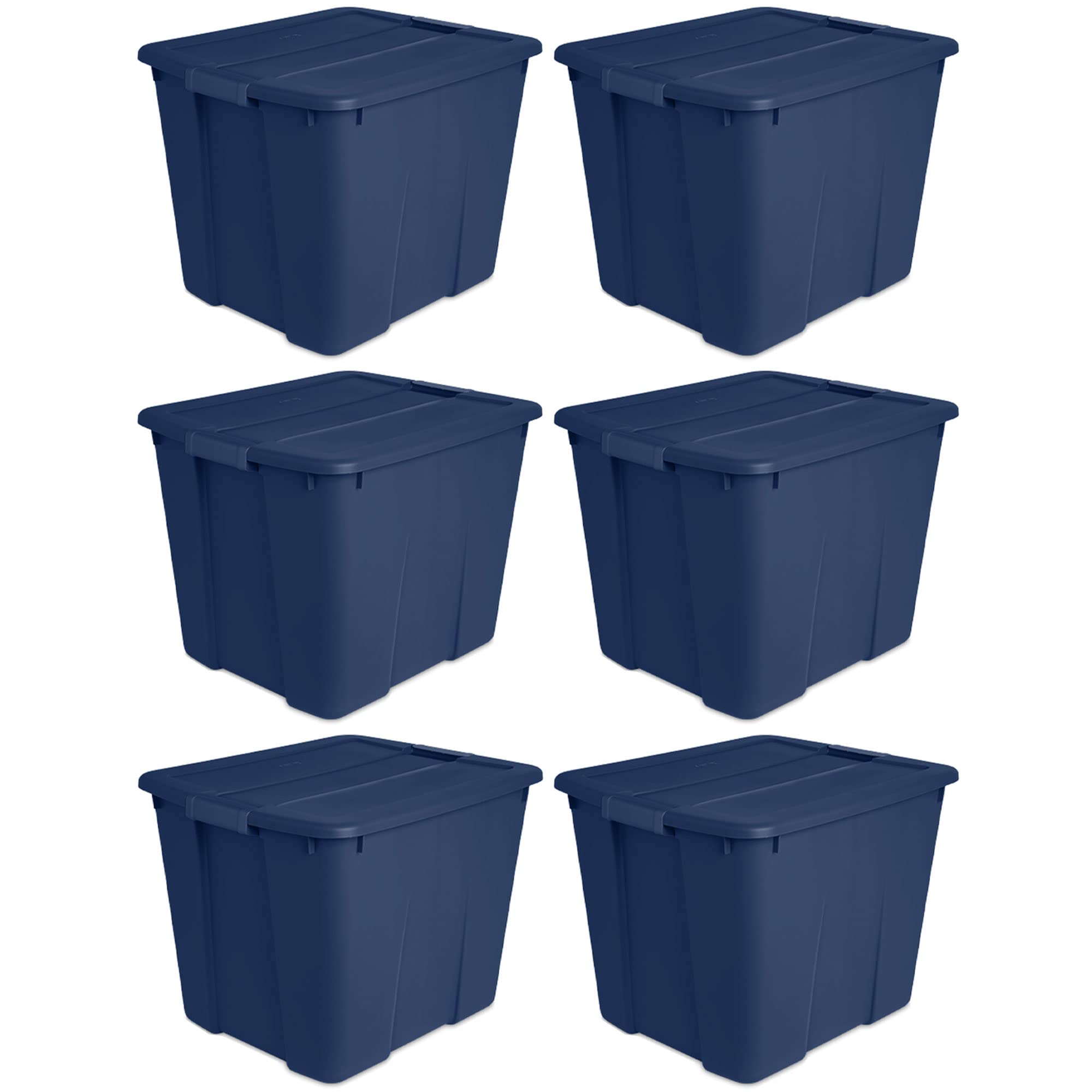 sterilite-20-gallon-stackable-plastic-storage-tote-with-latching-lid-marine-blue image 1